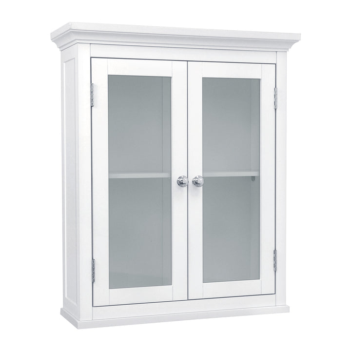 Teamson Home White Madison Removable Wall Cabinet with 2 Doors with glass panels and an internal shelf