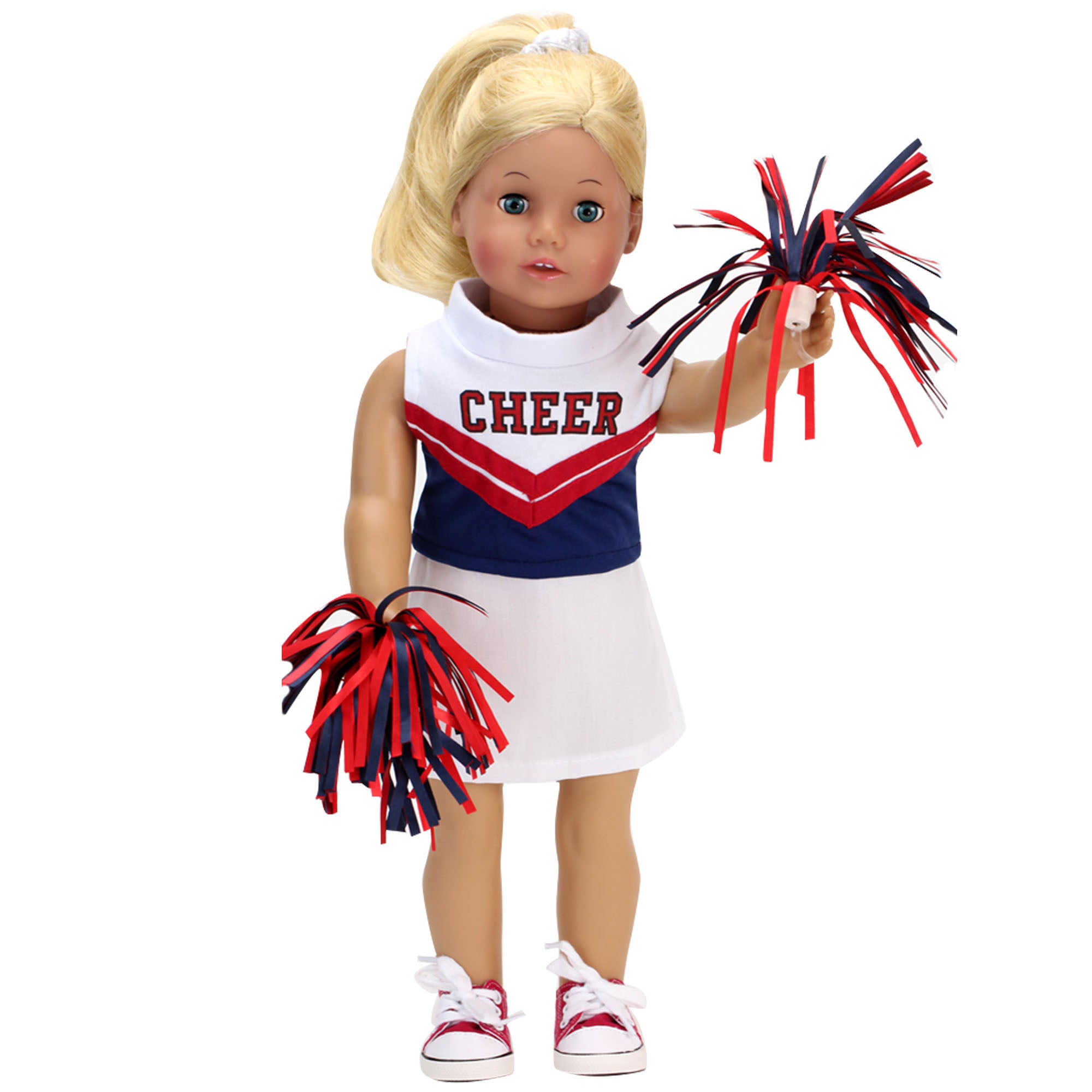 Sophia's 4 Piece Cheerleading Uniform with Pom Poms and Tennis Shoes f –  Teamson