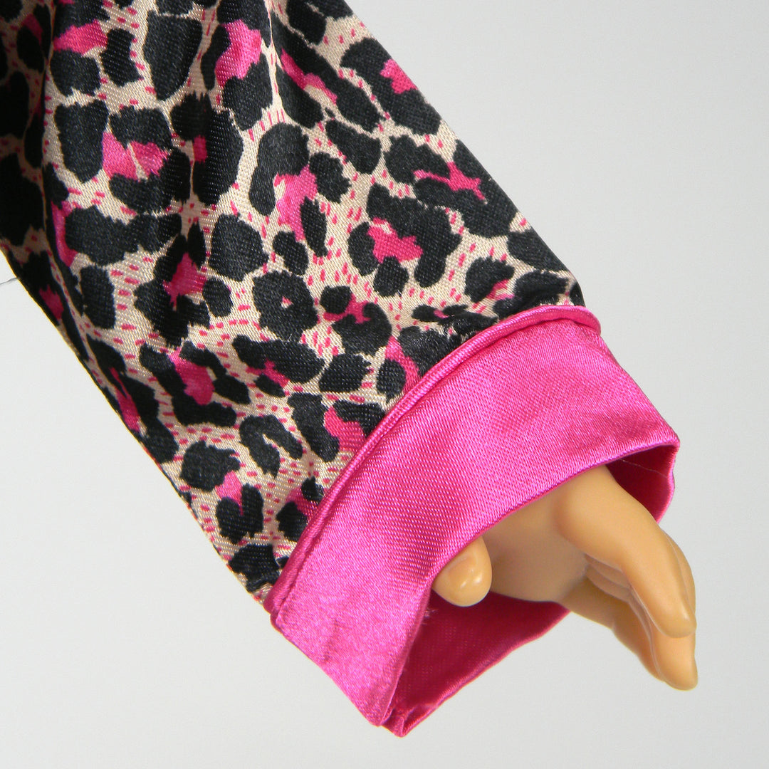 Sophia's Animal Print Pajama Shirt, Pants and Slippers for 18" Dolls, Pink/Black