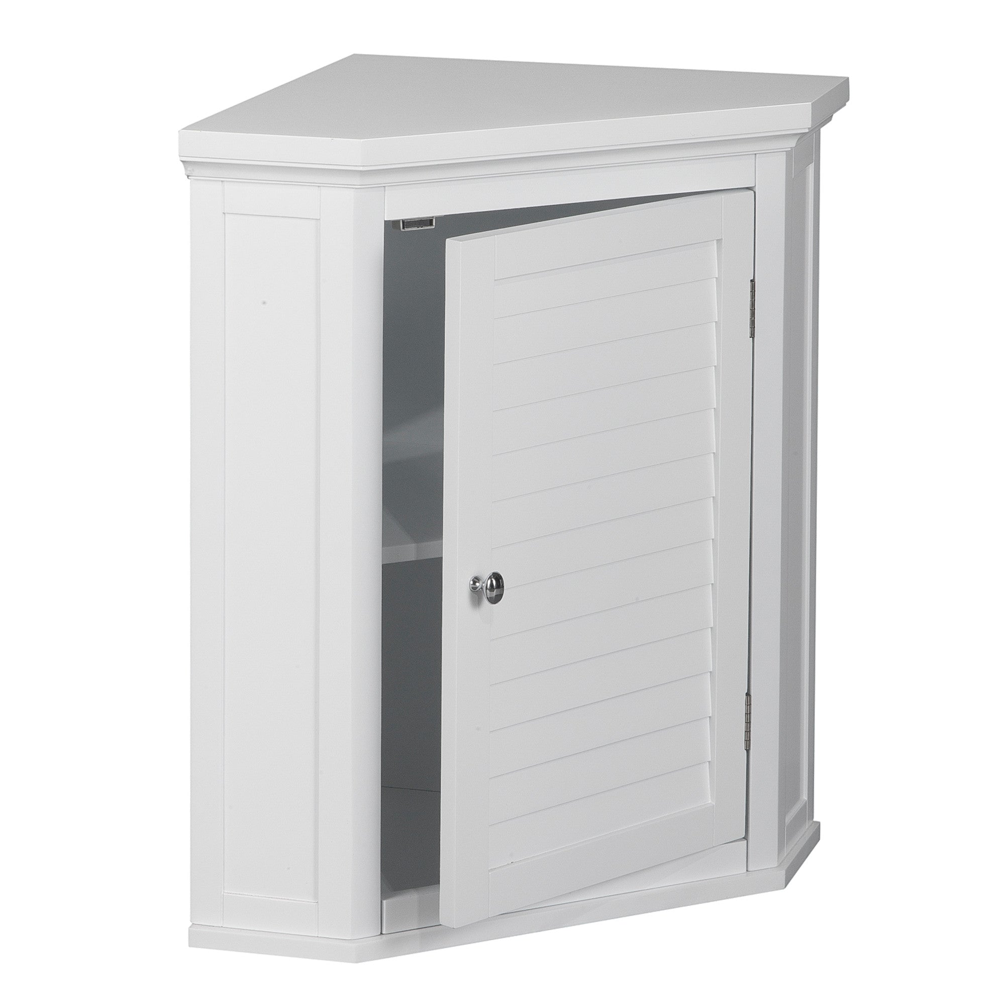 Elegant Home Fashions Glancy One Shutter Door Removable Wooden Corner Wall Cabinet White