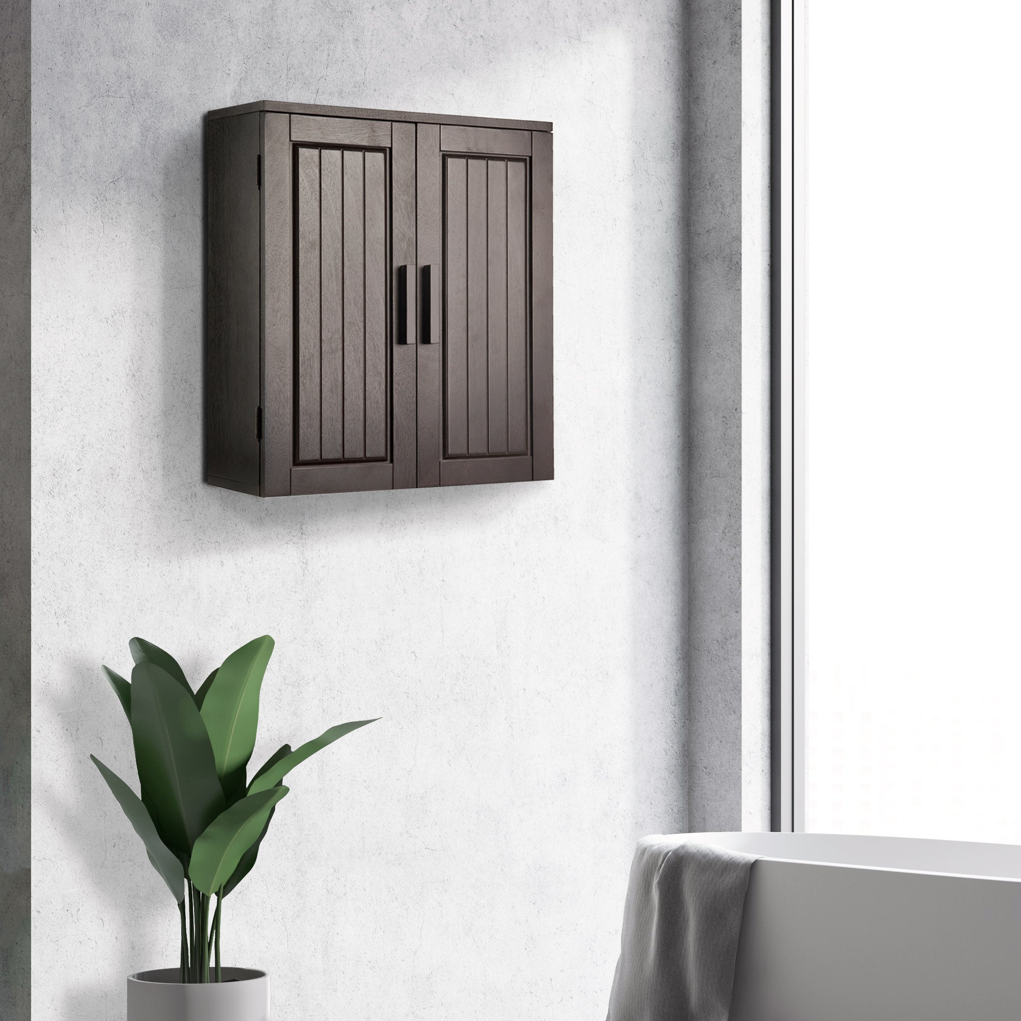 Teamson Home Catalina Removable Wooden Wall Cabinet with 2 Doors, Espresso