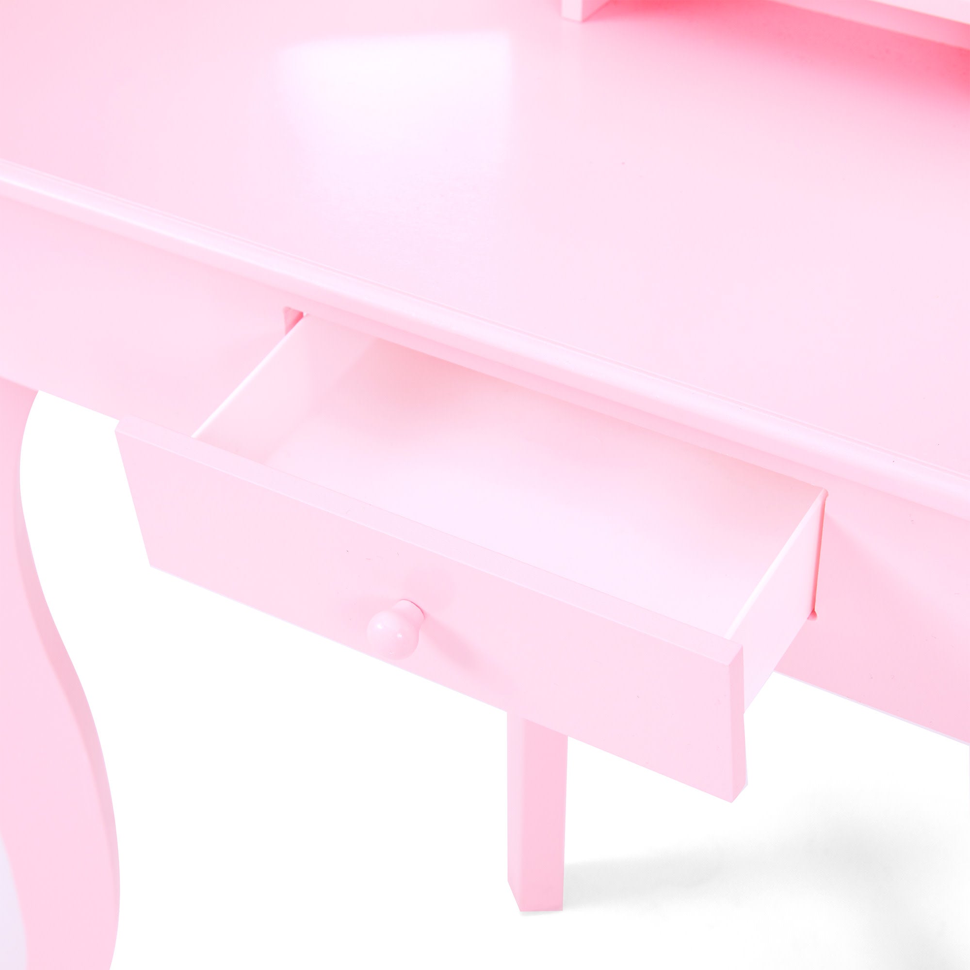 Fantasy Fields Kids Little Lady Alessandra Wooden Corner Vanity Desk and Stool Set, Pink