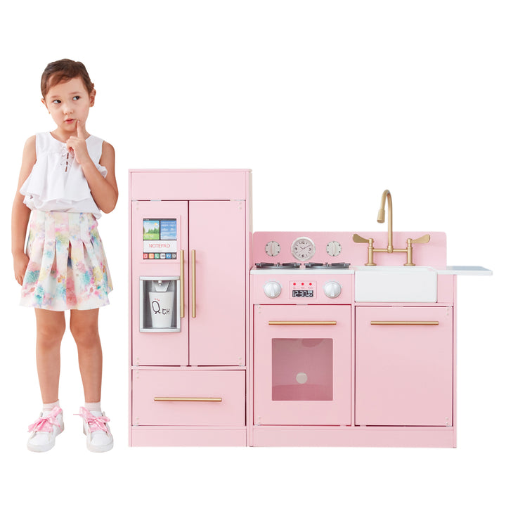 Teamson Kids Little Chef Charlotte Play Kitchen & Refrigerator Set, Pink
