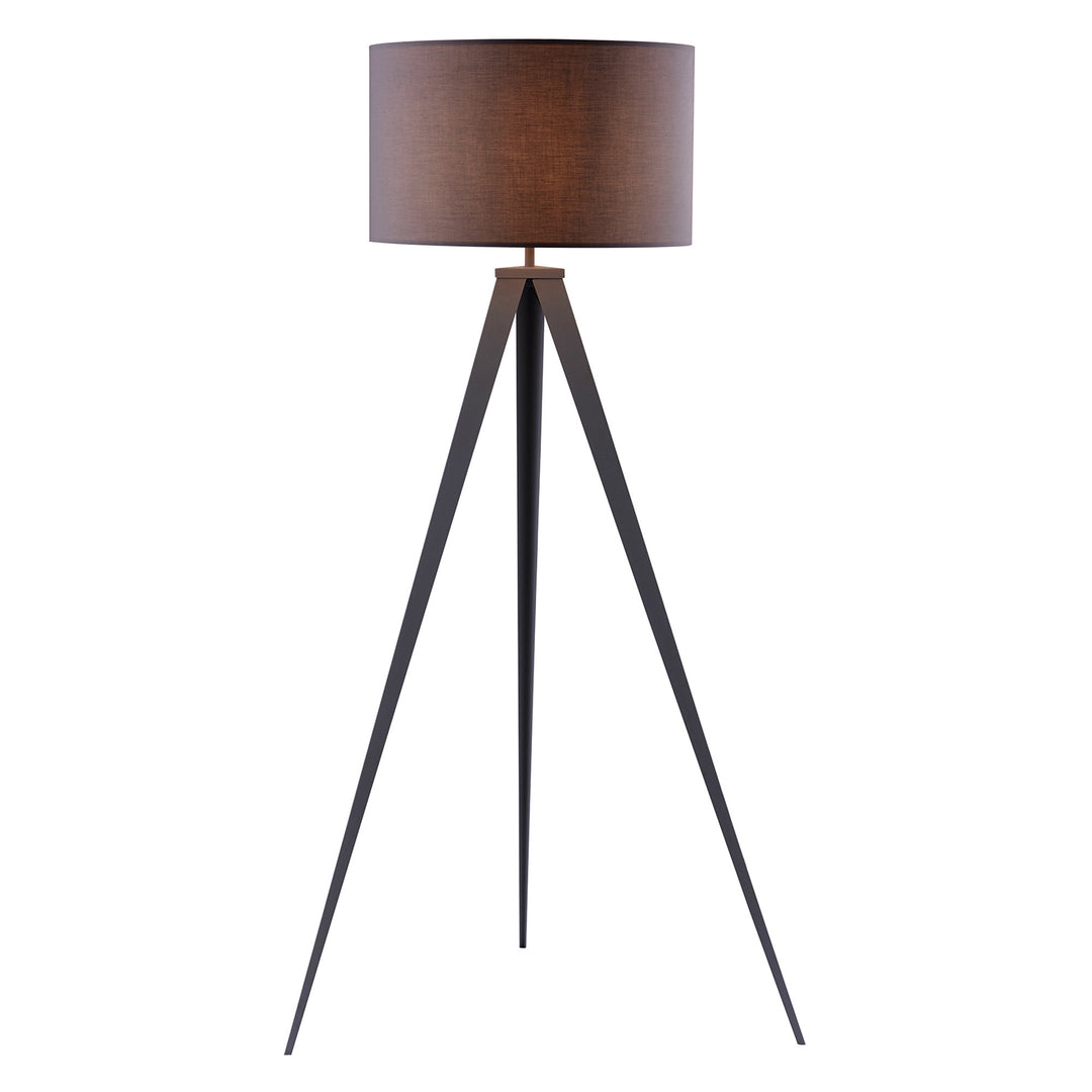 Teamson Home Romanza 62" Postmodern Tripod Floor Lamp with Drum Shade, Gray and Black