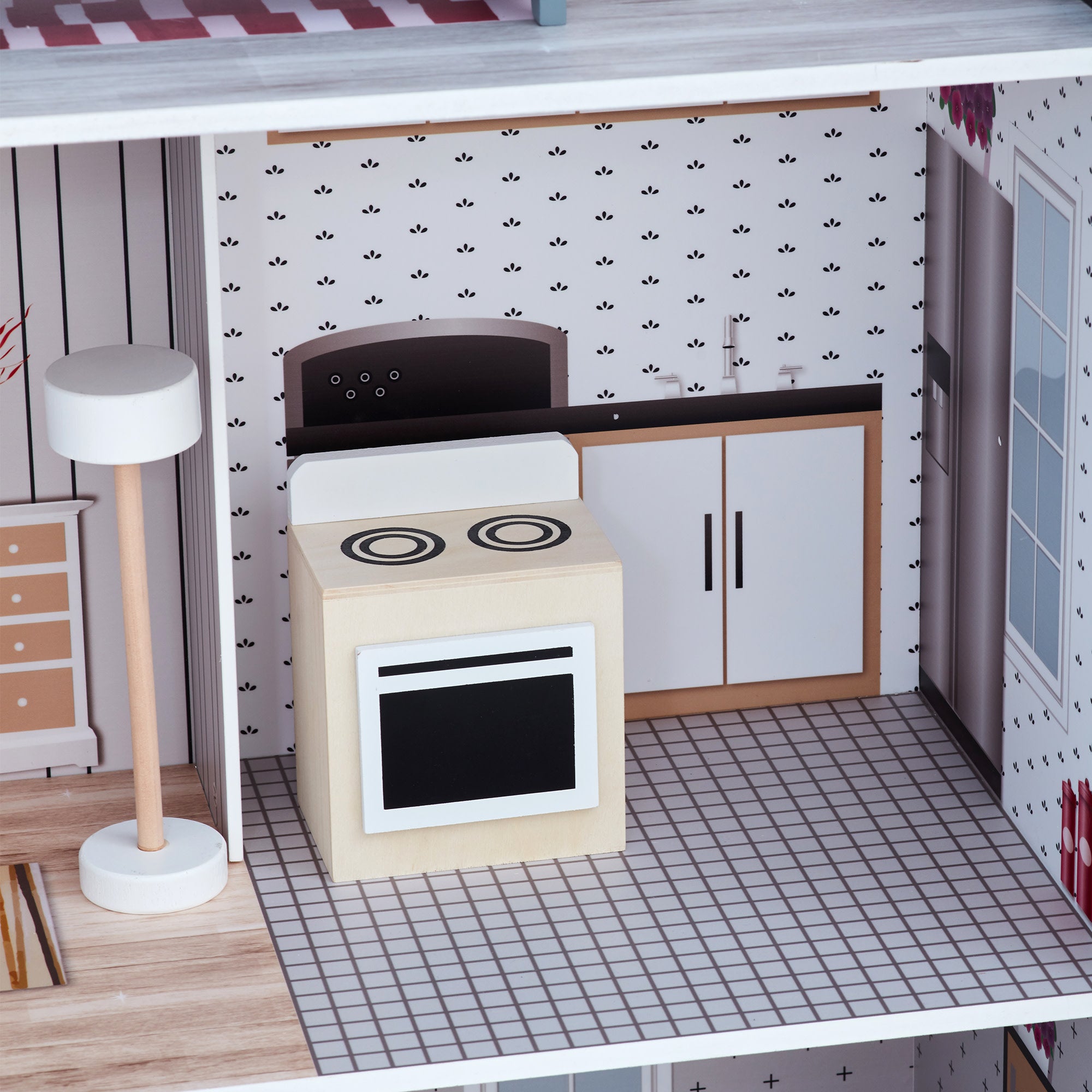 Olivia's Little World Furnished Dollhouse for 12" Dolls, White