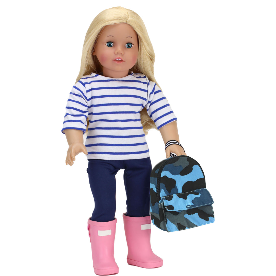 Sophia's - 18" Doll - Camouflage Nylon Backpack - Blue