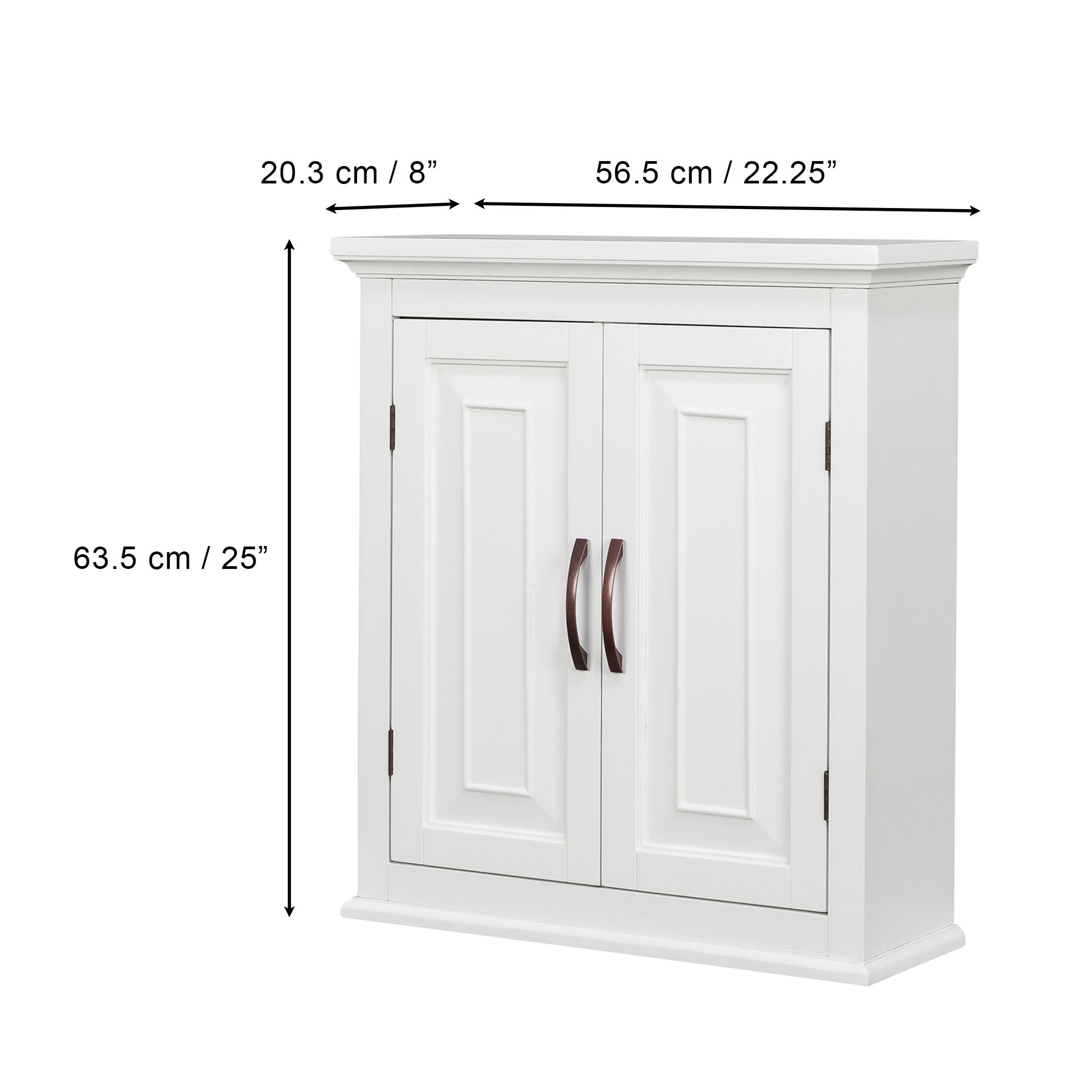 Teamson Home St. James Wooden Wall Cabinet with 2 Shelves, White
