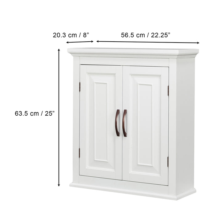 Teamson Home White St. James Removable Wall Cabinet with dimensions in inches and centimeters