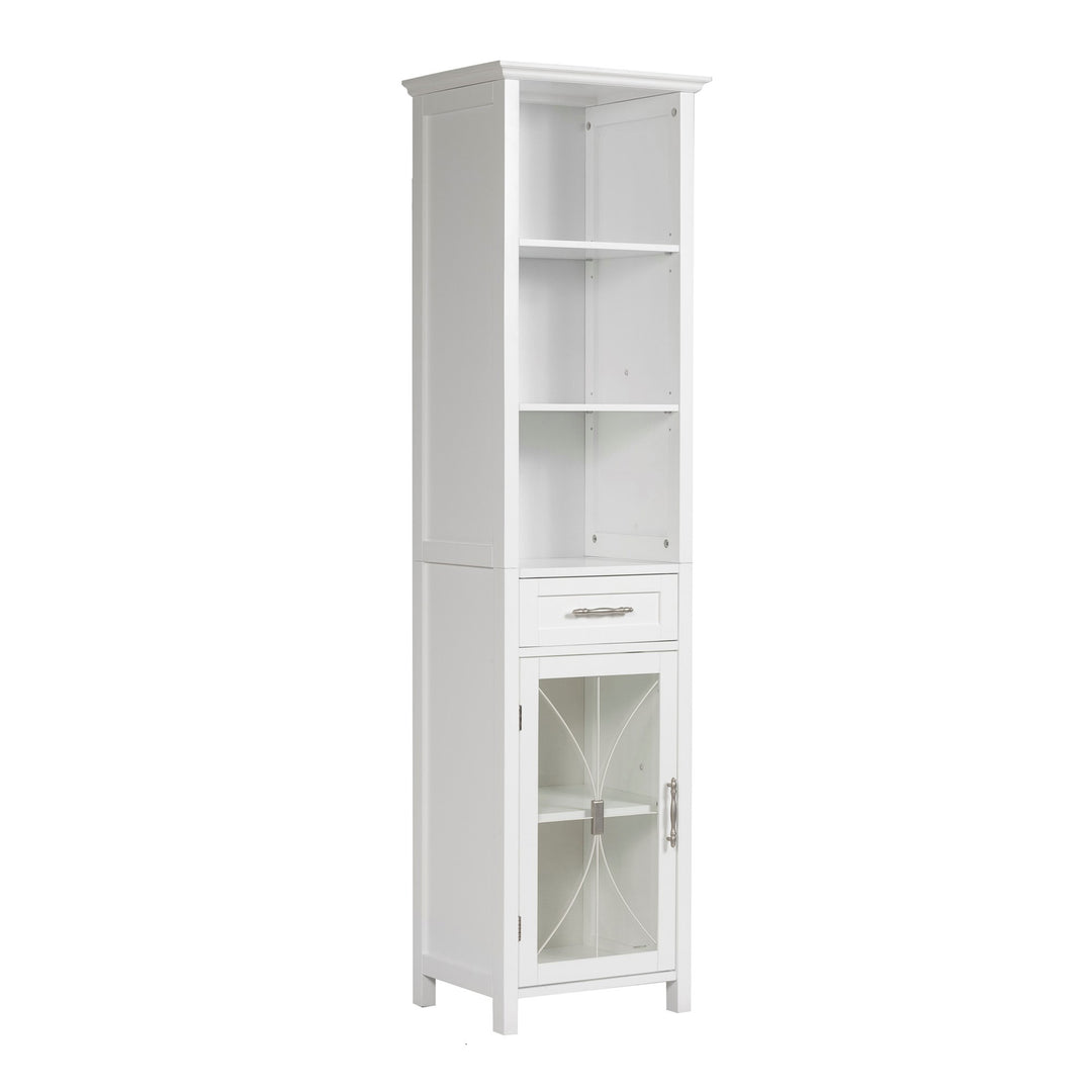 White Teamson Home Delaney Freestanding Linen Tower with Mixed Storage