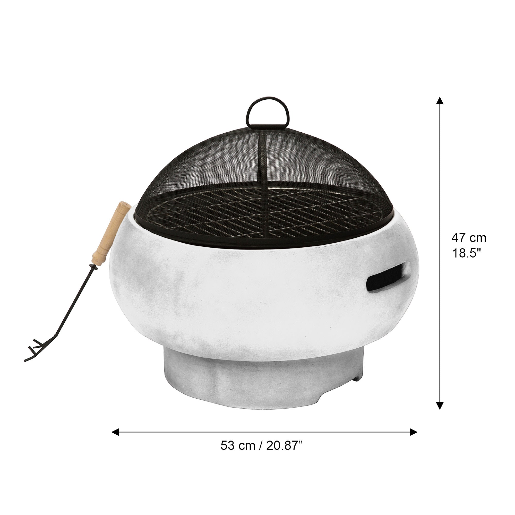 Teamson Home 21" Outdoor Round Stone Wood Burning Fire Pit with Faux Concrete Base, Gray