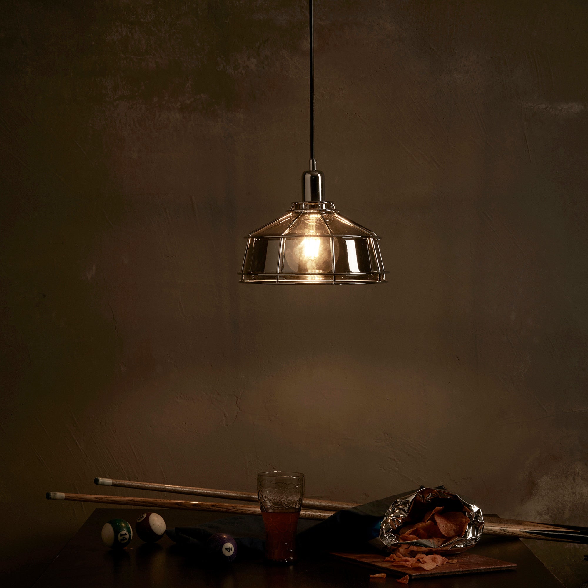 Teamson Home Presenza Metal Mini Pendant Lamp With Cage, Chrome