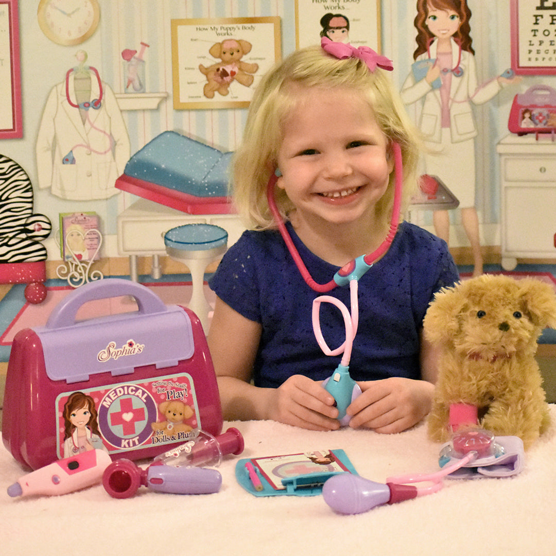 Sophia's - 18" Doll - Medical Kit for Dolls & Plush in Closed Color Box - Pink