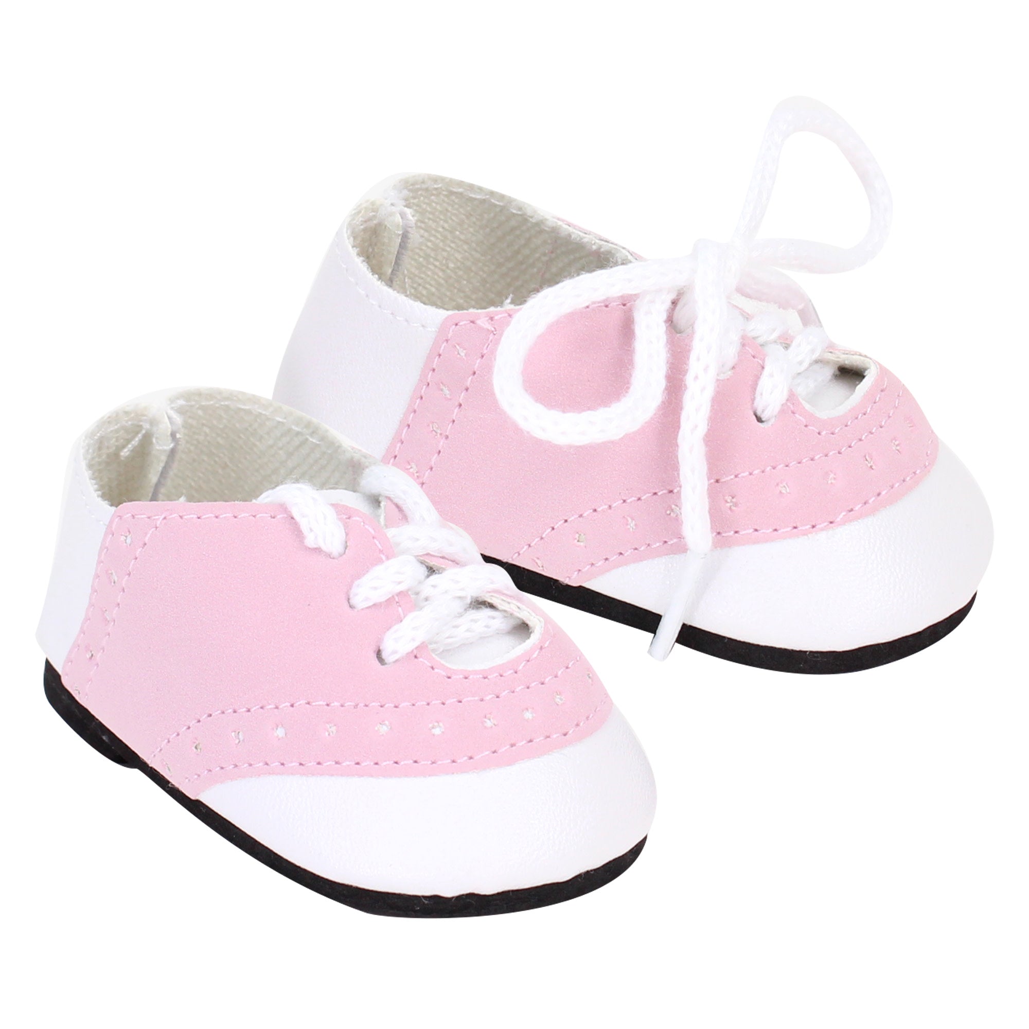 Sophia’s Super-Cute Mix & Match Classic Suede Lace-Up Saddle Shoes for 18” Dolls, Light Pink/White