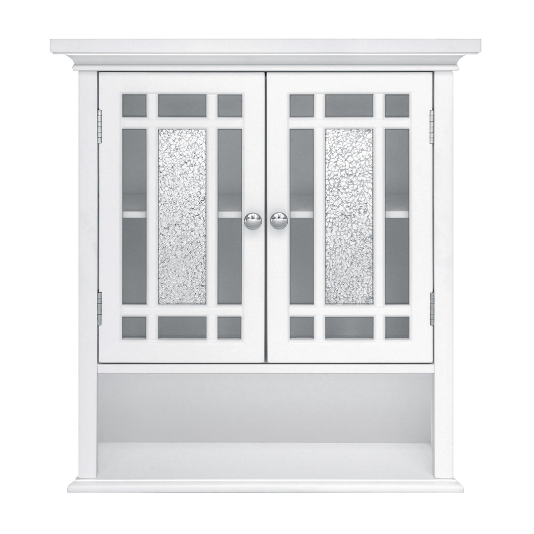Teamson Home White Windsor Removable Wall Cabinet with Glass Mosaic Doors