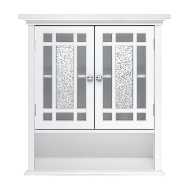 Teamson Home White Windsor Removable Wall Cabinet with Glass Mosaic Doors
