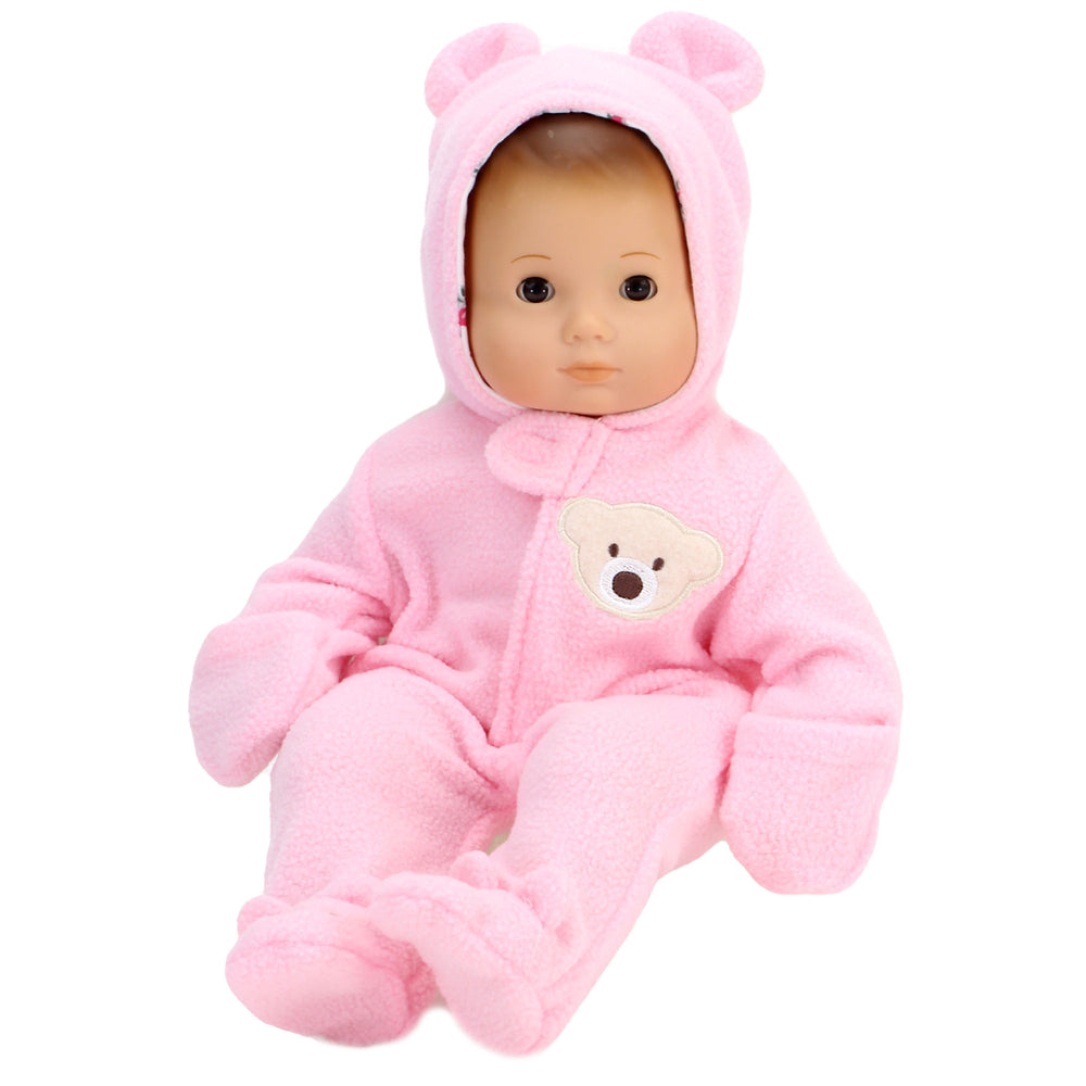 Sophia's - 15" Doll - Fleece Bear Hooded Snowsuit - Light Pink
