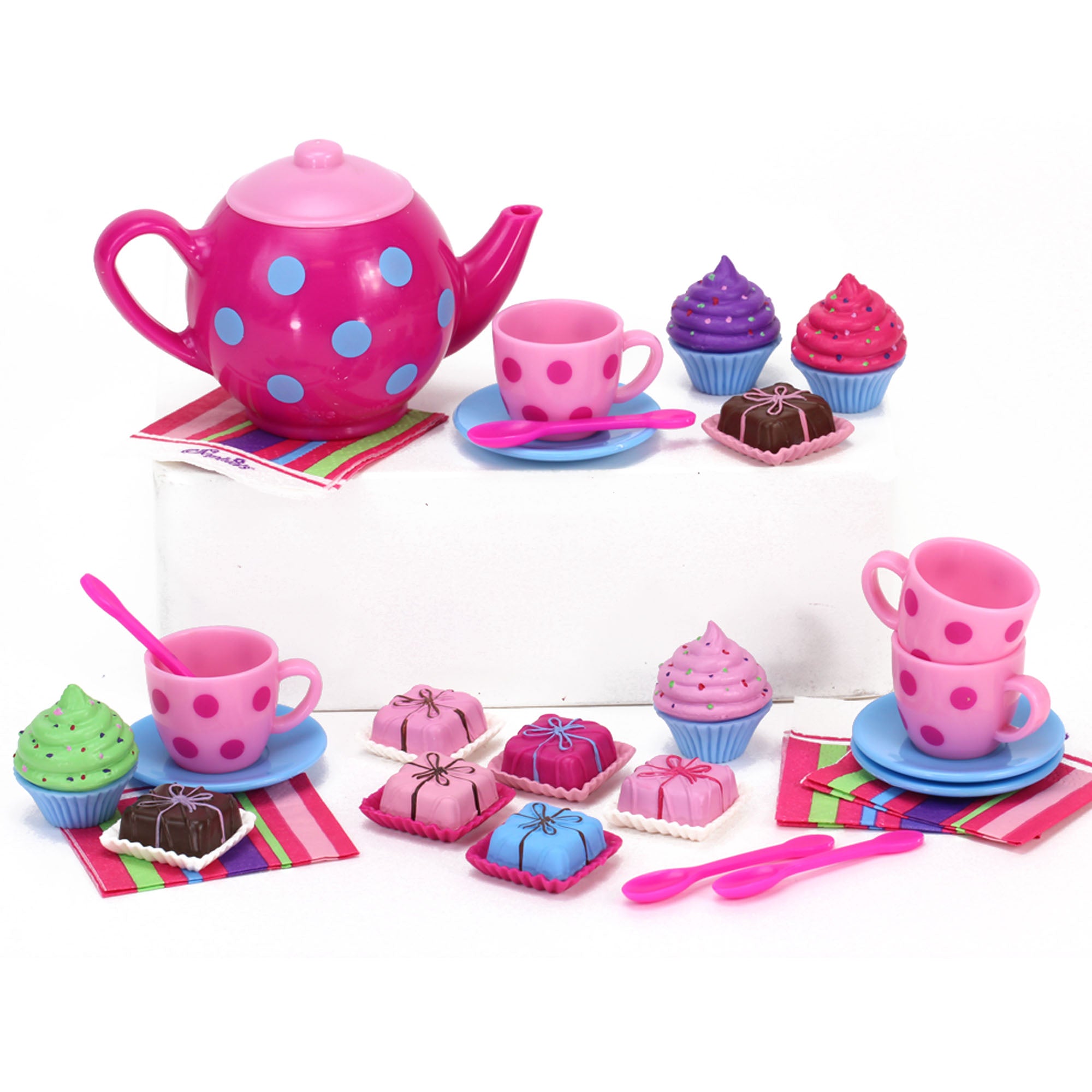 Sophia's Cupcakes, Petit Four Cakes and Tea Set for Four 18" Dolls, Pink