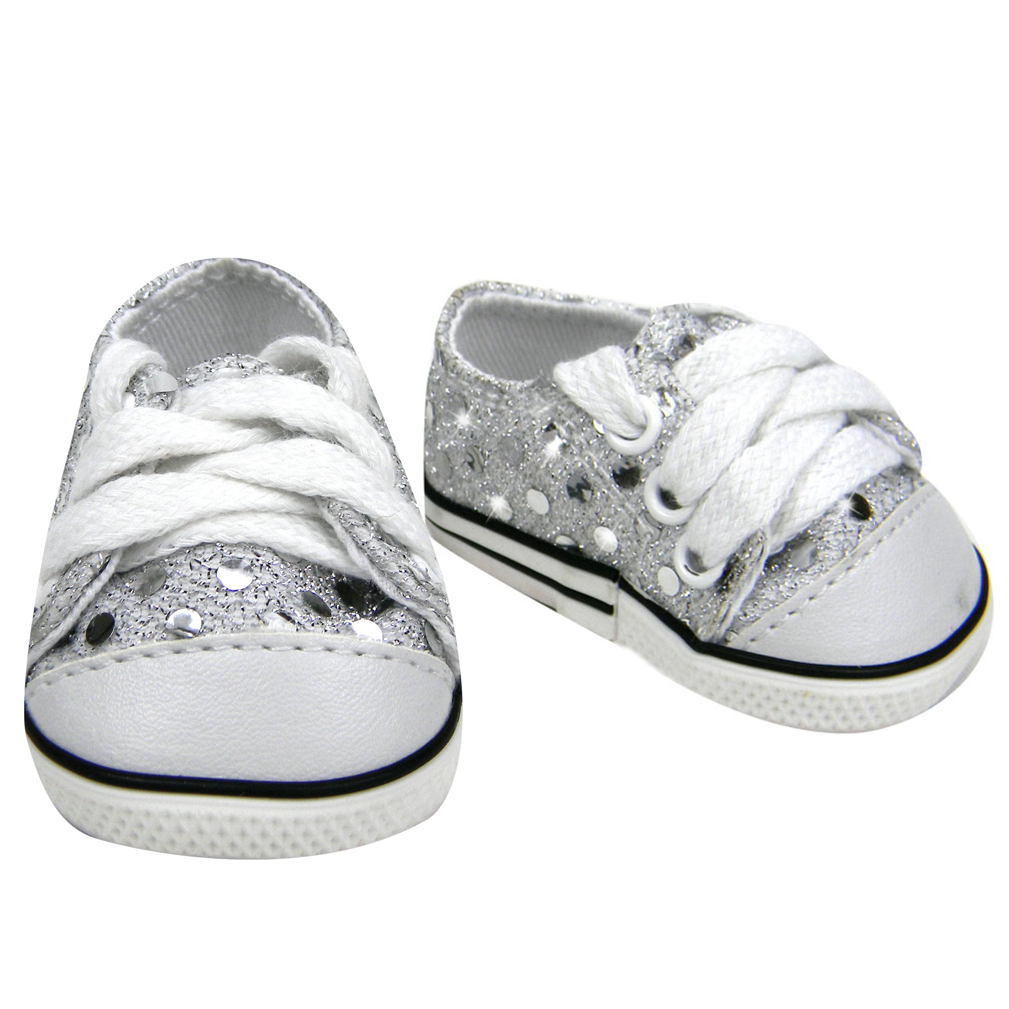 Sophia’s Silver Sequin Sneaker Shoes with Laces for 18" Dolls