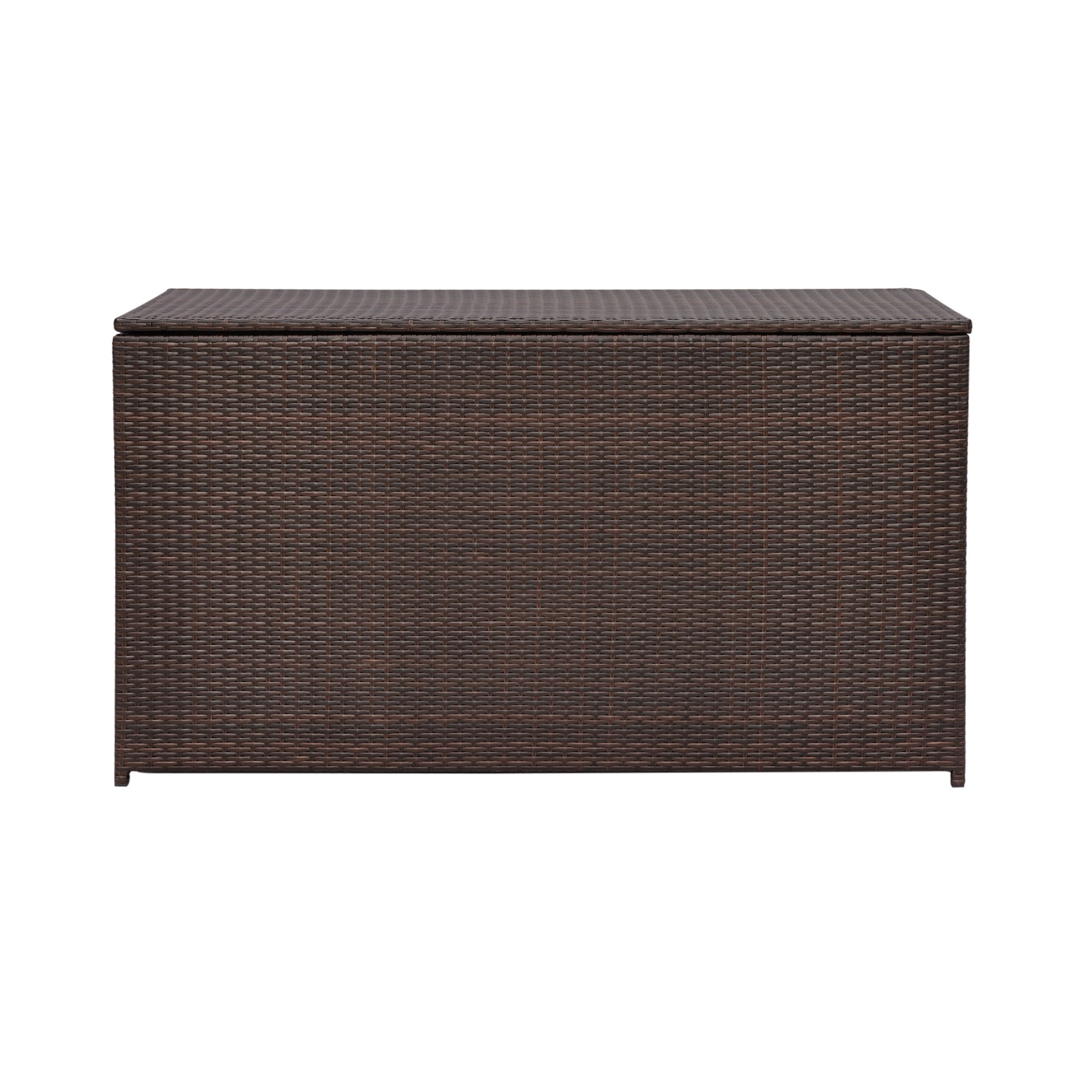 Teamson Home Wicker 154 Gallon Outdoor Deck Box for Cushions or Pool Accessory Storage, Brown
