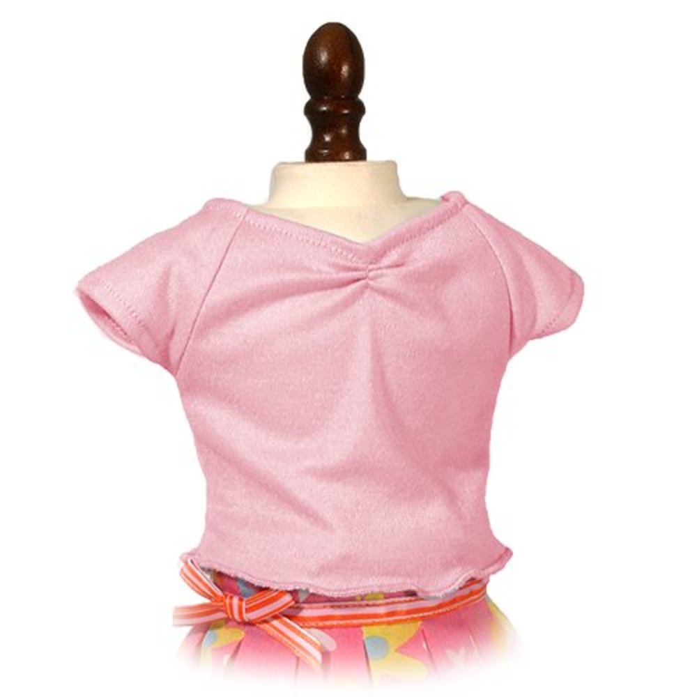 Sophia’s Mix & Match Solid-Colored Cinched Front Pastel T-Shirt with Scalloped Edges for 18” Dolls, Pink