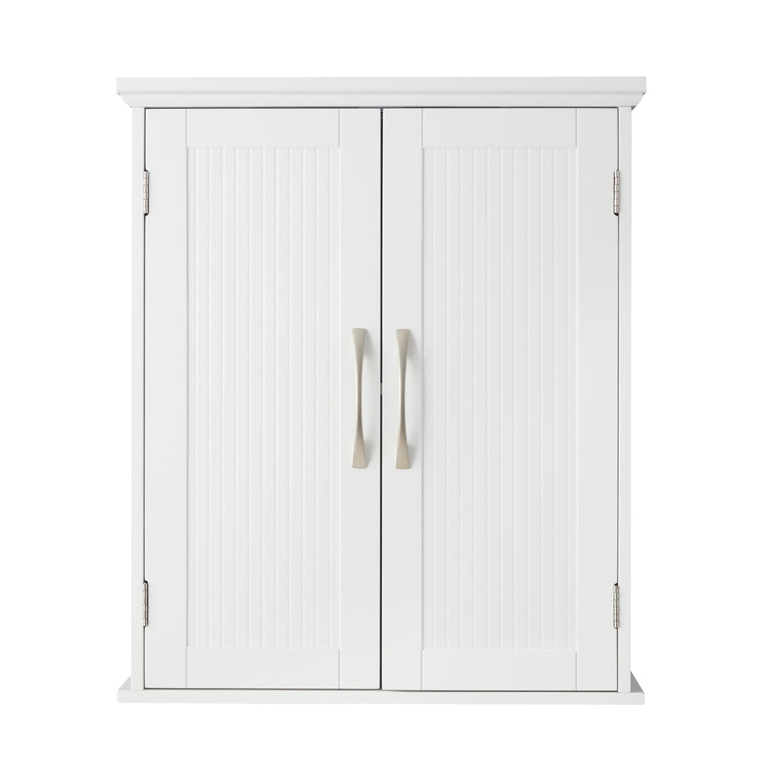 Teamson Home Newport Contemporary Wooden Removable Cabinet, White, with crown molding and satin nickel pull handles