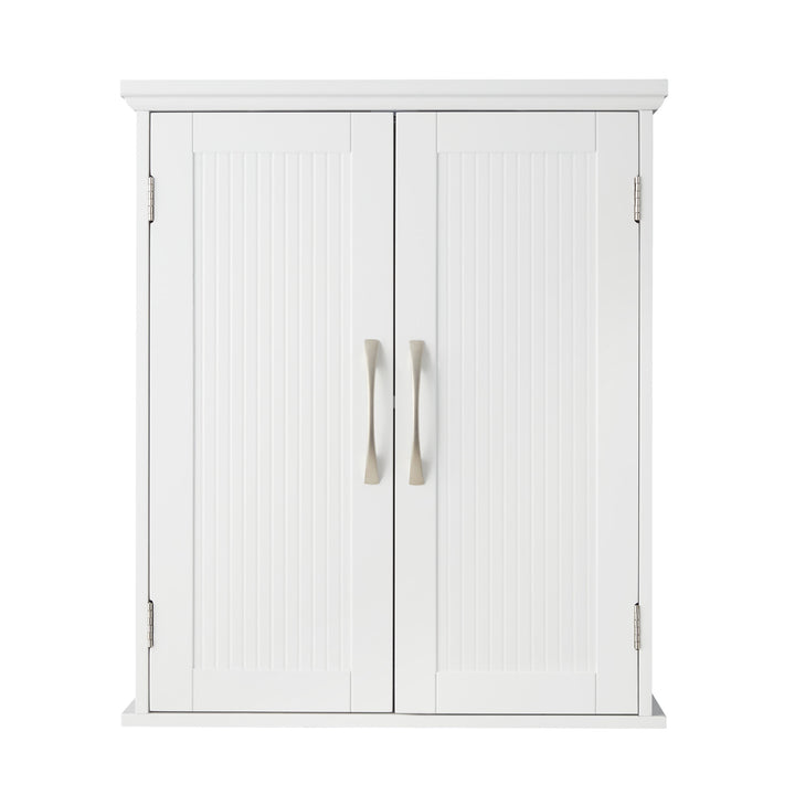 Teamson Home Newport Contemporary Wooden Removable Cabinet, White, with crown molding and satin nickel pull handles