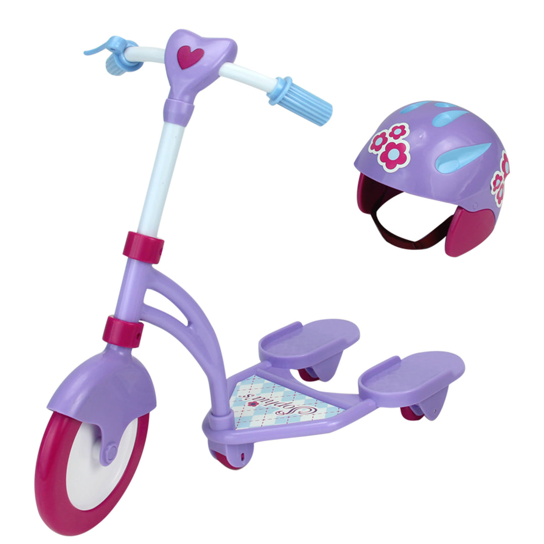 Sophia's - 18" Doll - Mini Scooter & Helmet Set - Blue, Lavender and Hot Pink