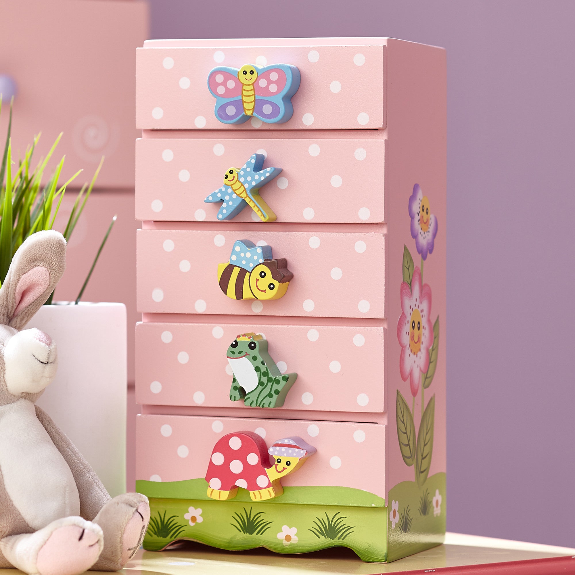 Fantasy Fields Magic Garden Kids Wooden Trinket Chest, Pink