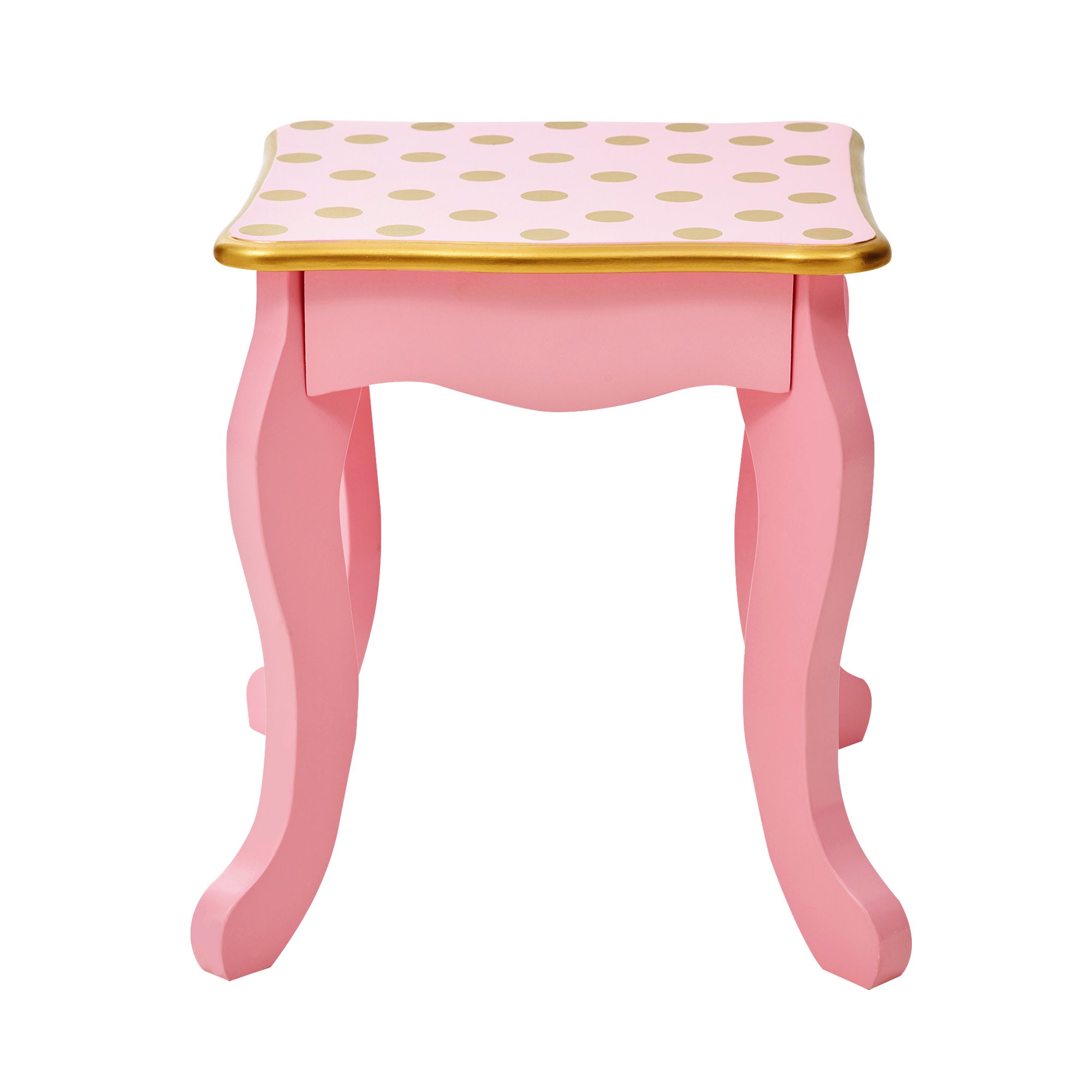 Teamson Kids Gisele Polka Dot Vanity w/ Mirror & Stool, Pink/Rose Gold