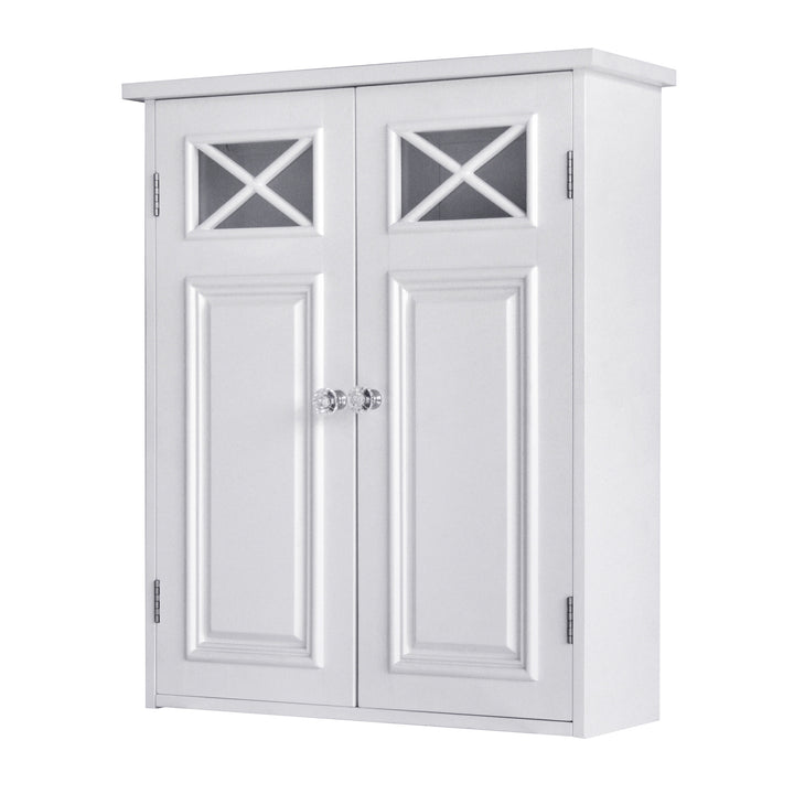 Elegant Home Fashions Dawson Removable Wooden Wall Cabinet with Cross Molding and 2 Doors - White