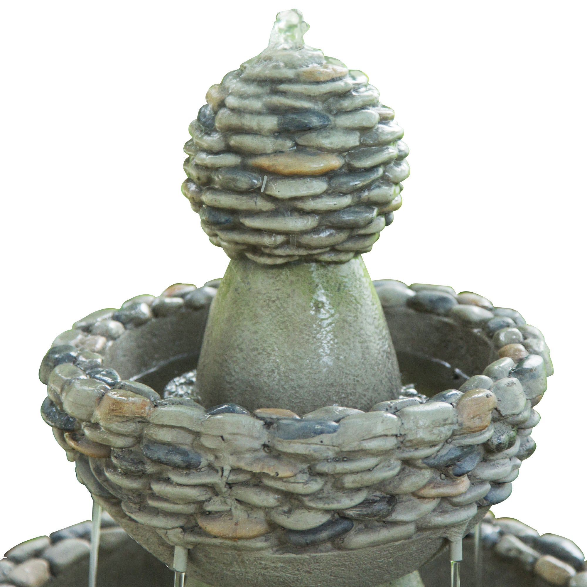 Teamson Home Outdoor Stone-Look 3-Tier Pedestal Floor Fountain, Gray