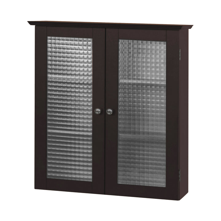 Teamson Home Chesterfield Removable Espresso Wall Cabinet with Waffle Glass