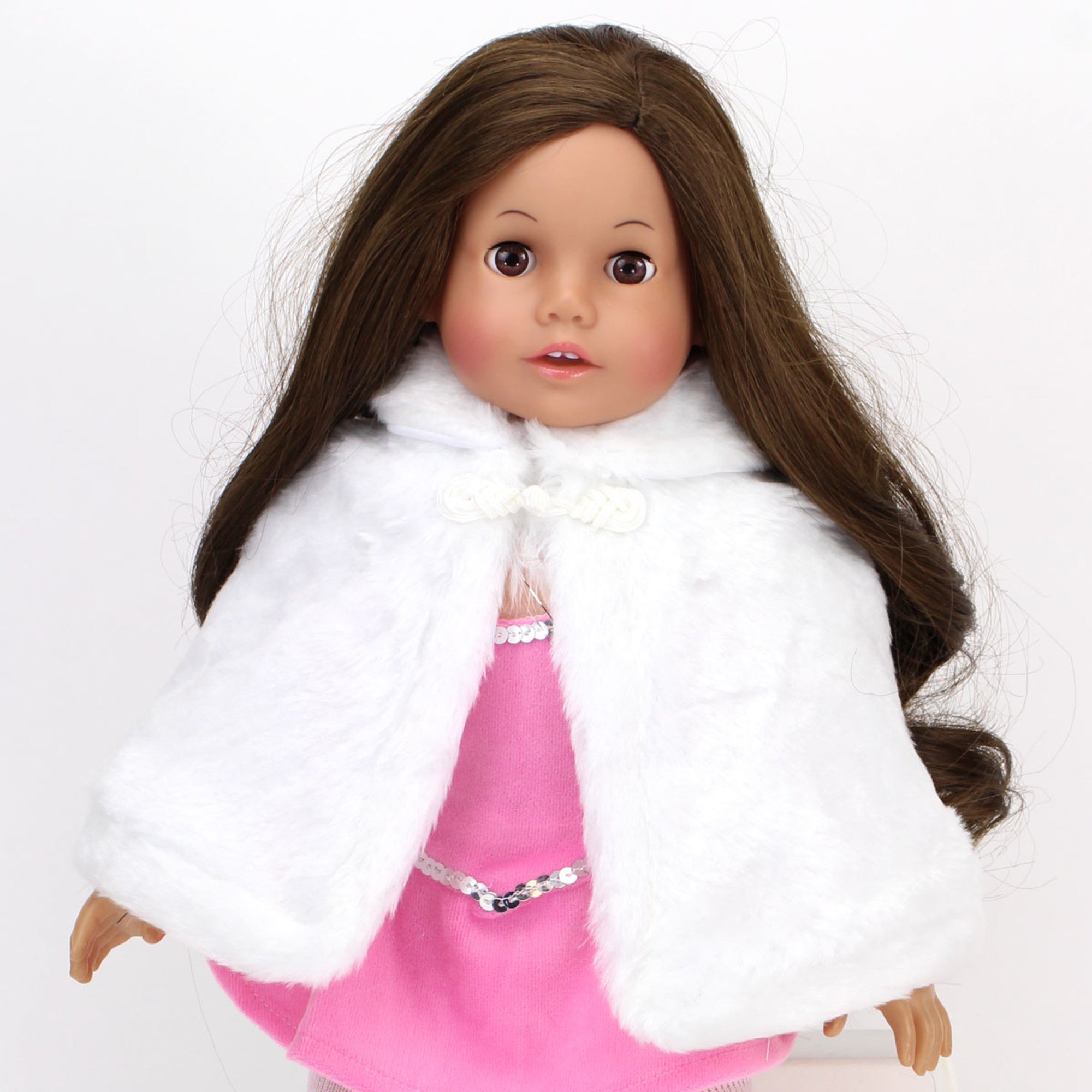 Sophia’s Fancy Special Occasion Winter Faux Fur Capelet & Matching Purse Accessory for 18” Dolls, White