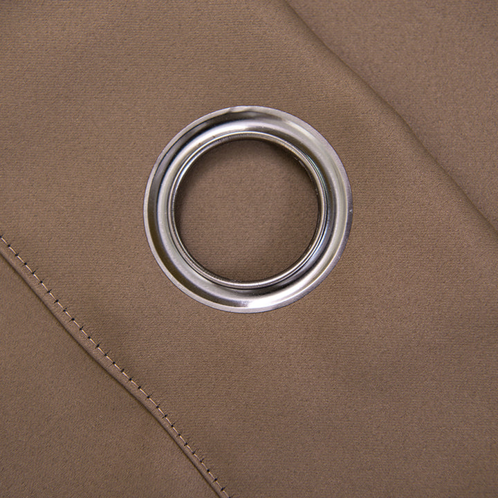 Close-up of the grommet on the Hazelnut Brown curtain