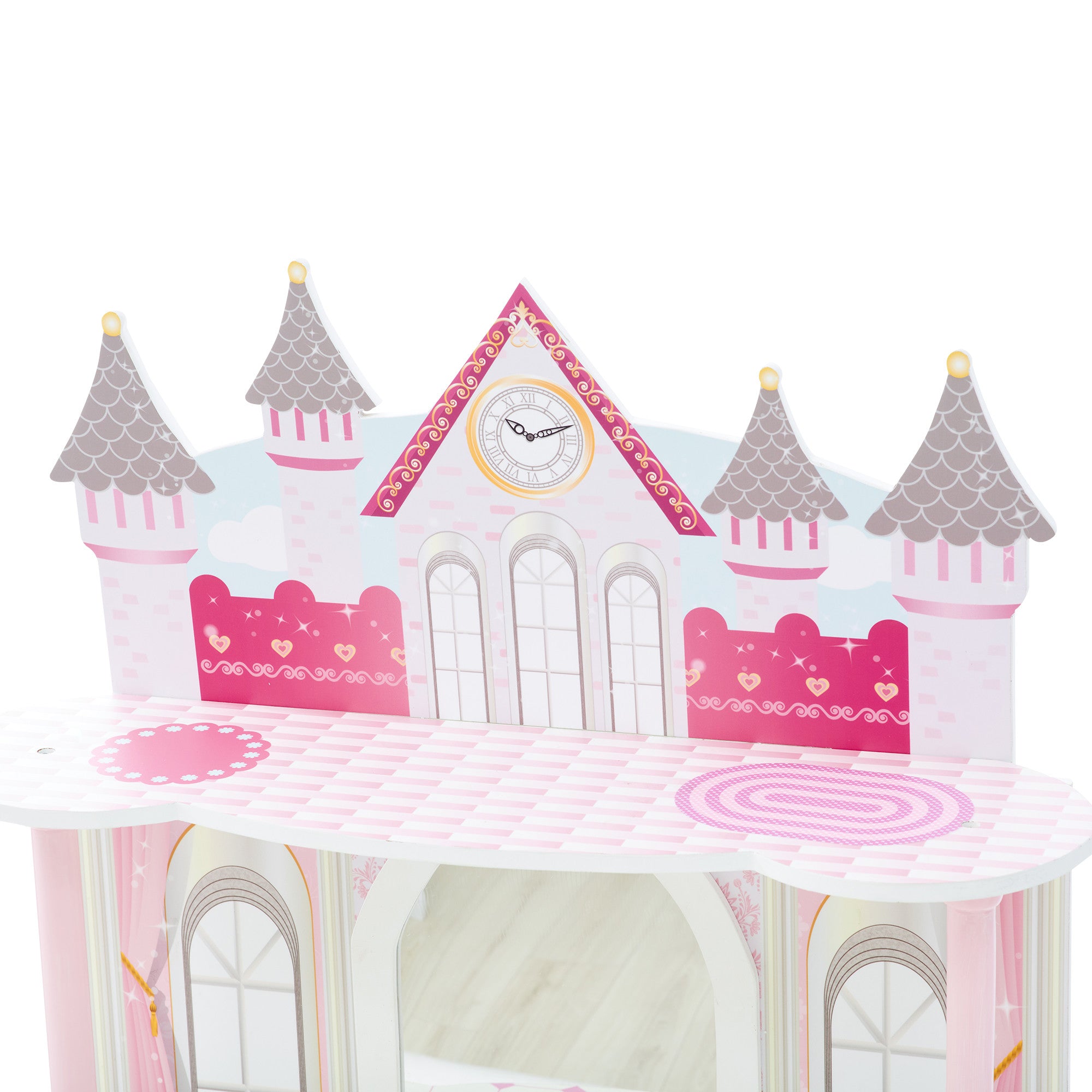 Fantasy Fields Kids Dreamland Castle Vanity Set with Chair and Accessories, White/Pink
