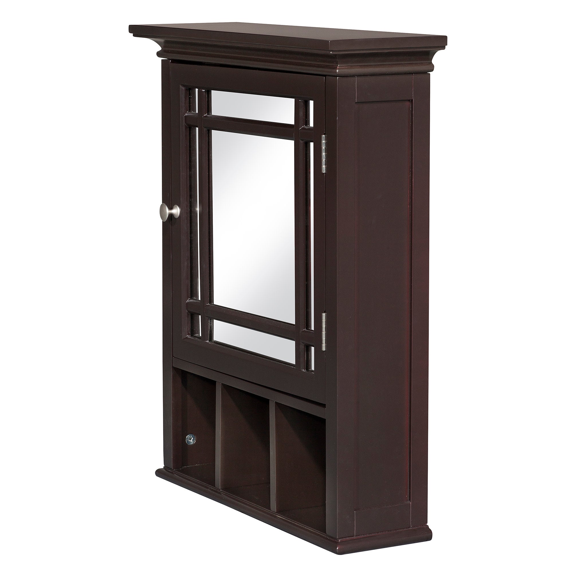 Elegant Home Fashions Neal Removable Wooden Medicine Cabinet with Mirrored Door- Espresso