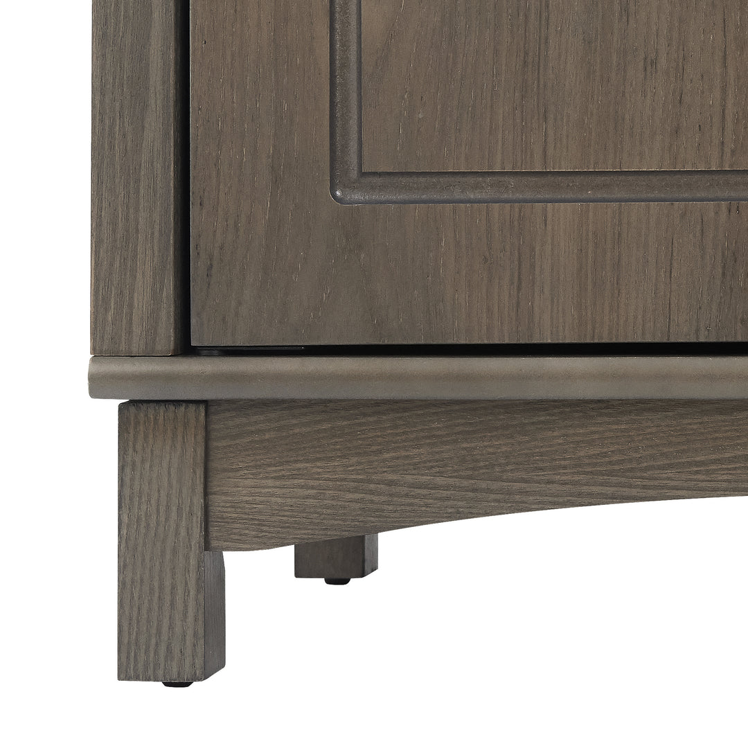 Close-up of the block furniture legs with furniture sliders underneath, Salt Oak finish