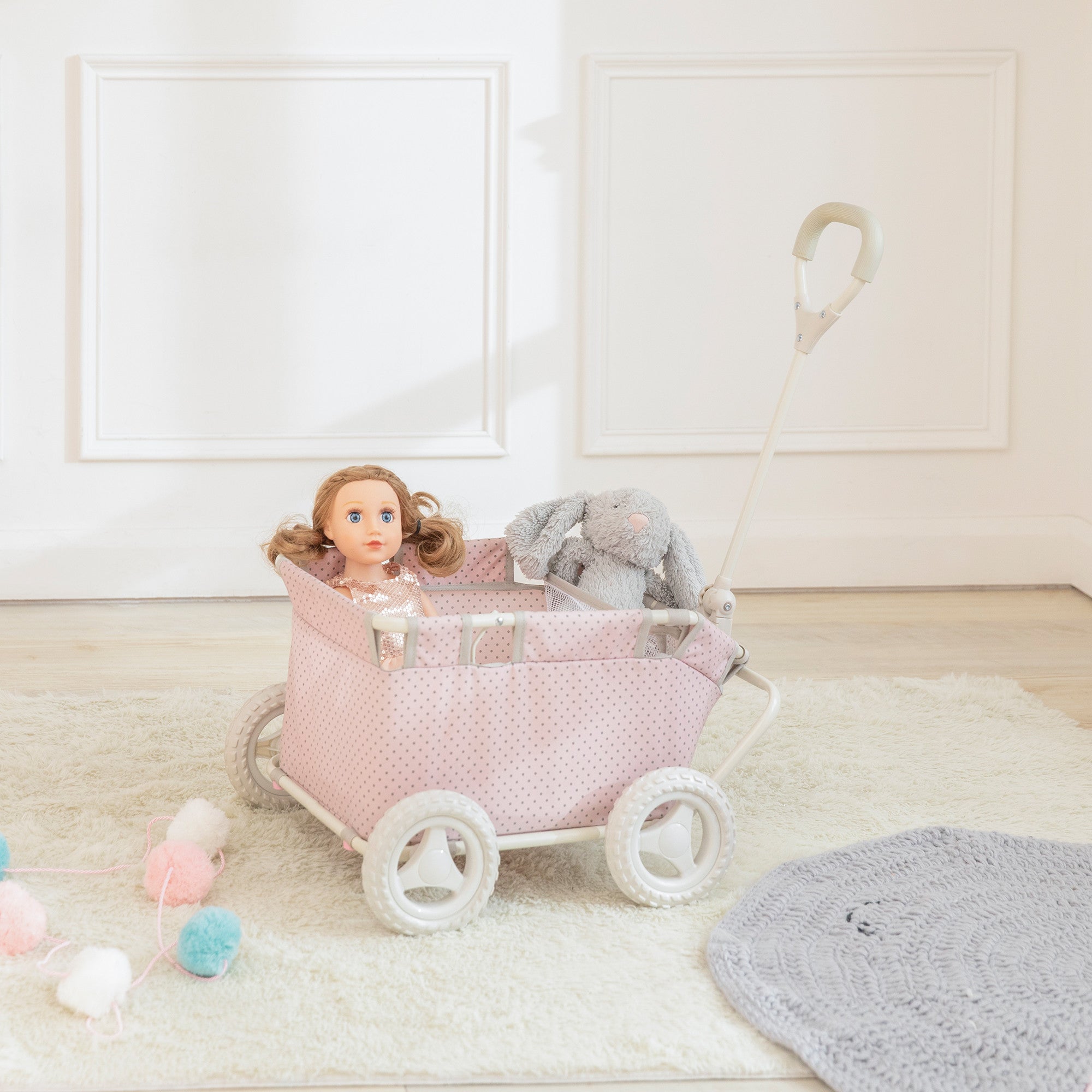 Olivia's Little World Polka Dots Princess Baby Doll Wagon, Pink
