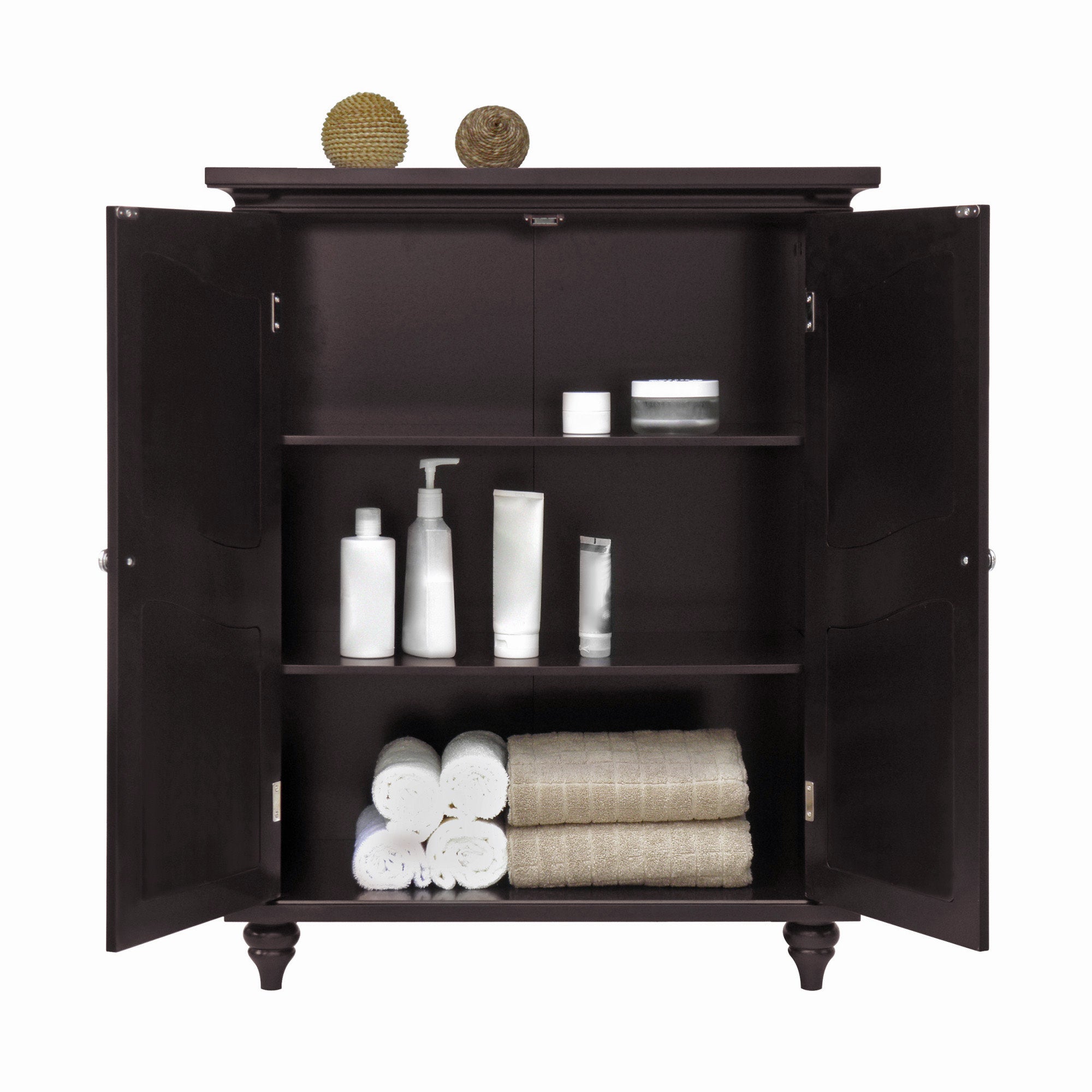 Teamson Home Versailles Wooden Floor Cabinet with 2 Shelves, Dark Espresso