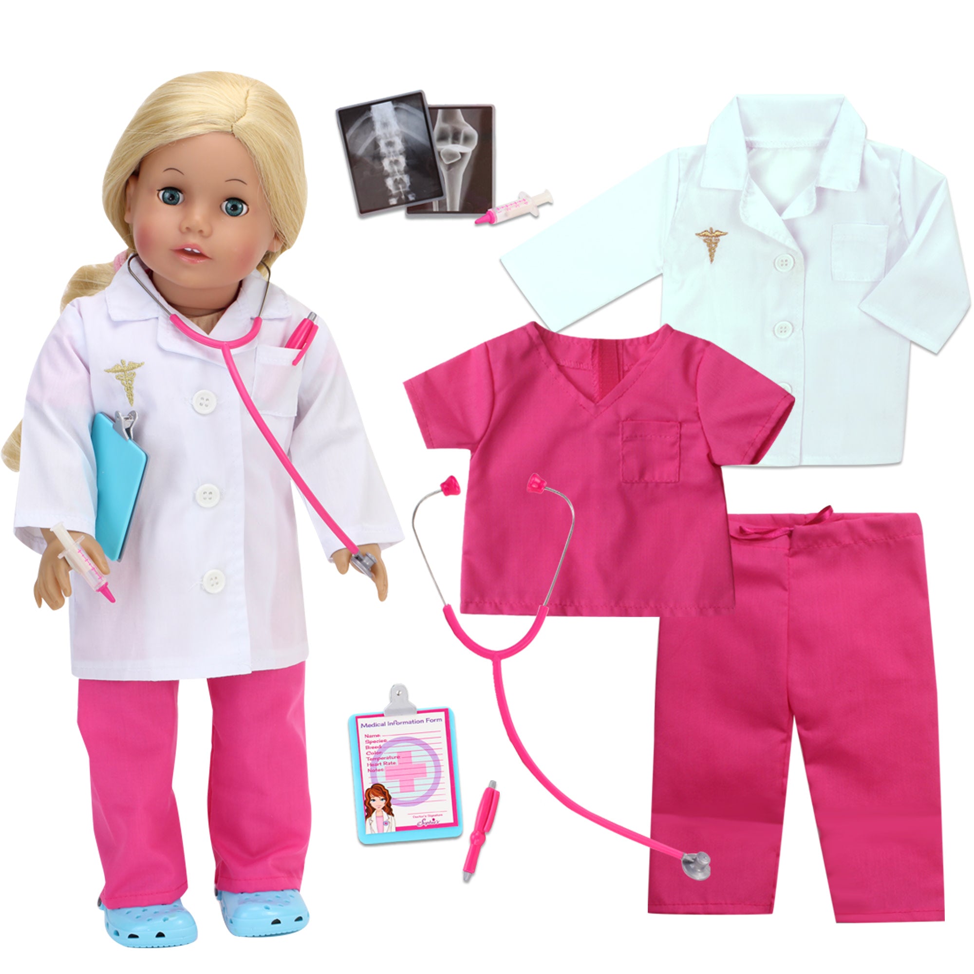 Sophia’s Doll Doctor and Medical Accessories Set for 18" Dolls, Pink