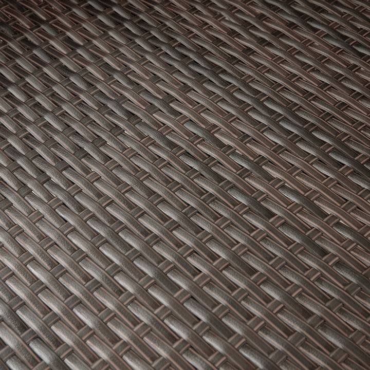 Close-up of the brown PE rattan surface