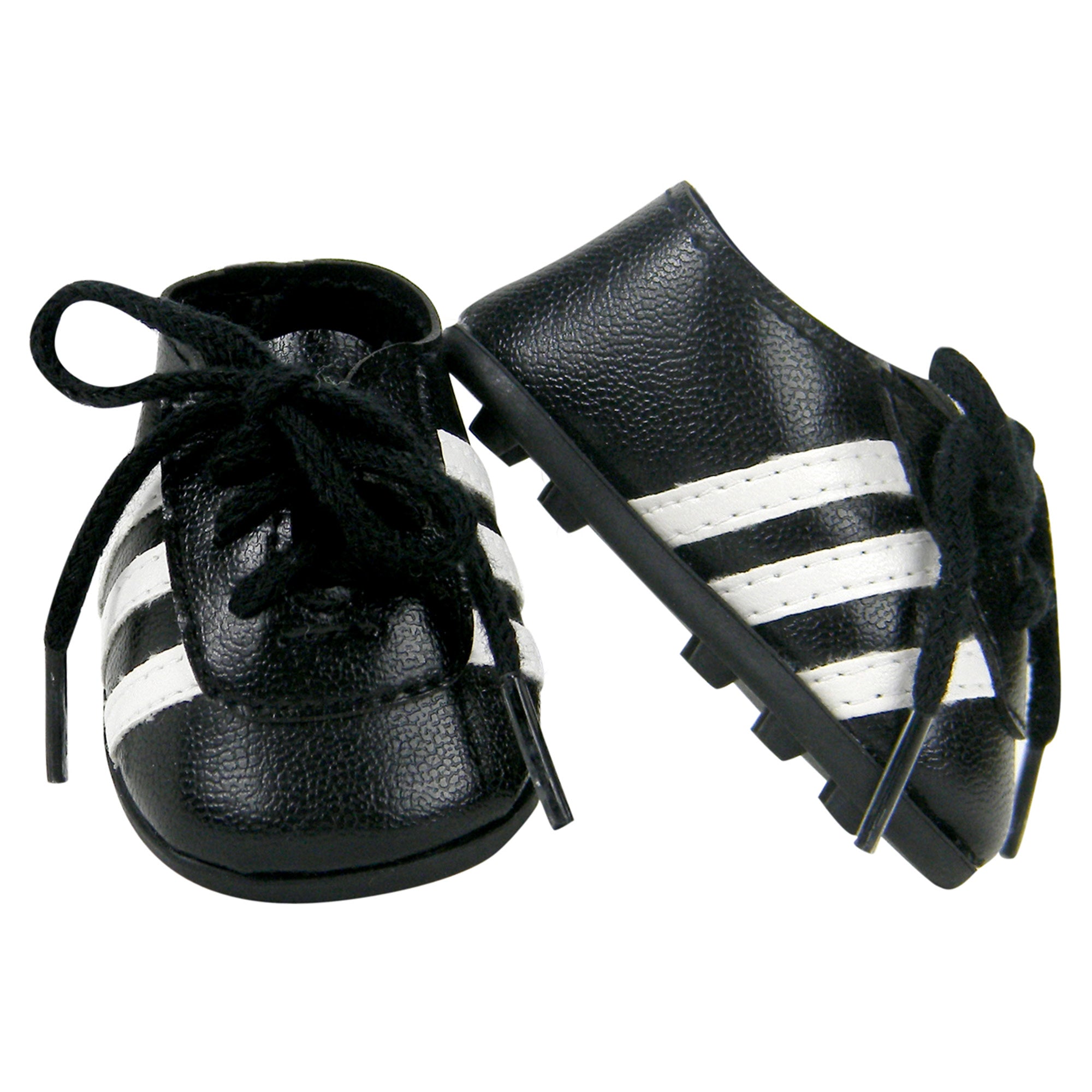 Sophia’s Cute Classic Faux Leather Football Soccer Cleat Shoes with White Striped Accents & Realistic Shoelaces for 18” Dolls, Fuchsia