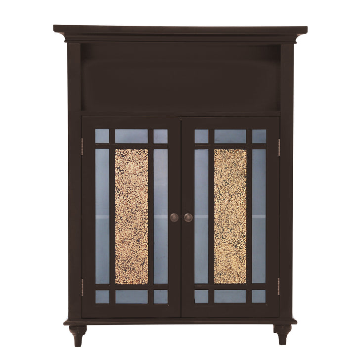 A dark expresso Teamson Home Windsor Floor Cabinet with Glass Mosaic Doors