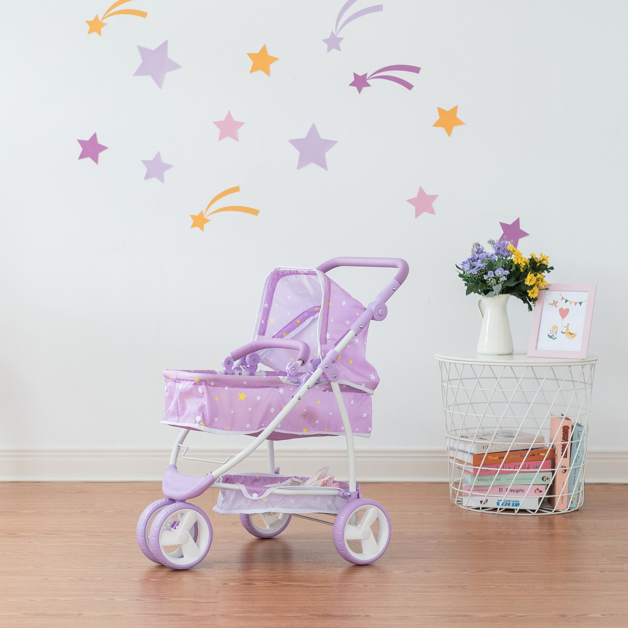 Olivia's Little World Twinkle Stars Princess 2-in-1 Baby Doll Stroller, Purple