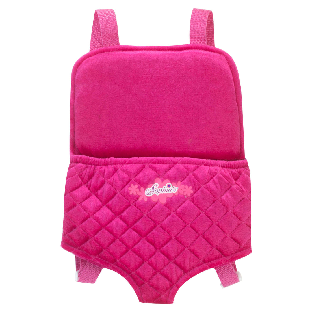 Sophia's Quilted Plush Hands Free Front/Back Carrier for Dolls, Hot Pink