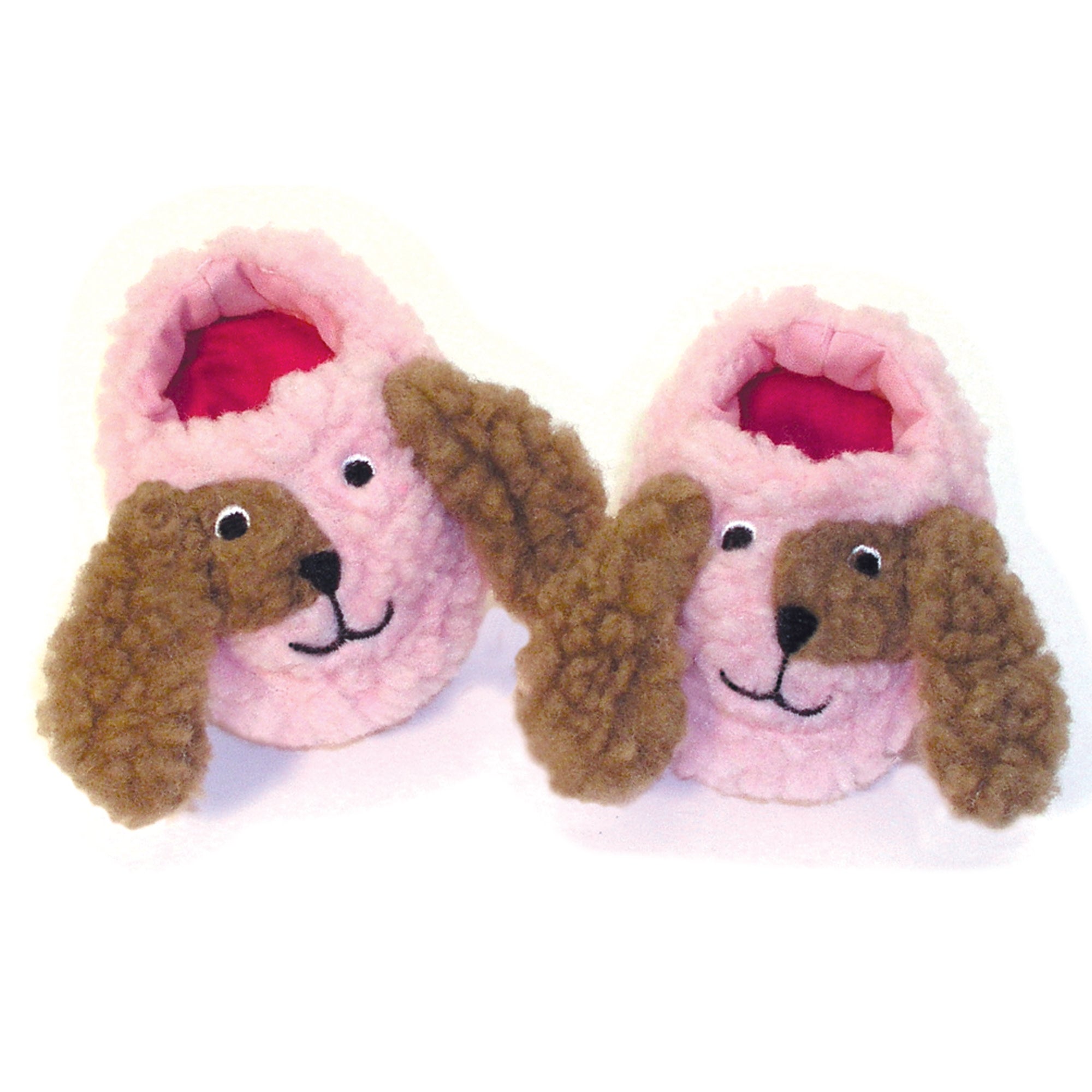 Sophia's Sherpa Puppy Dog Face Slippers for 18" Dolls, Pink/Brown