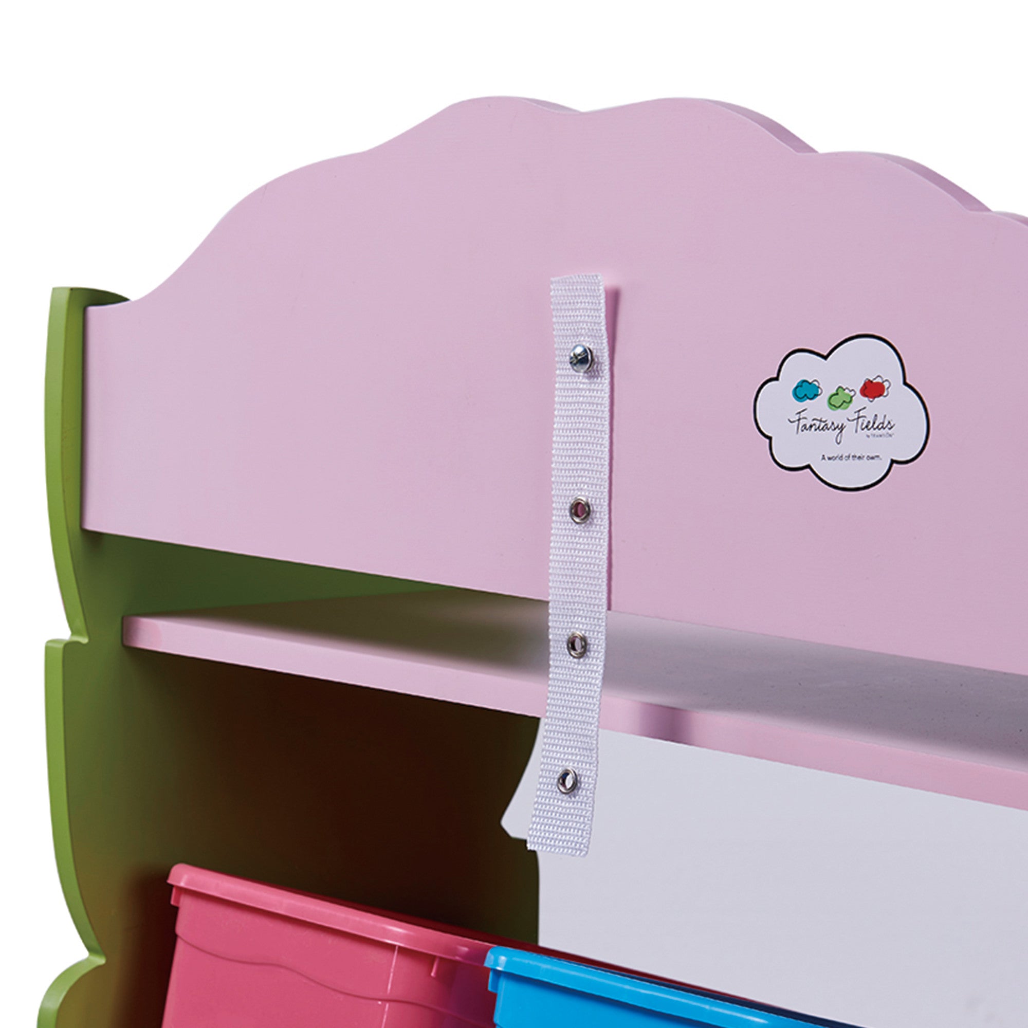 Fantasy Fields Magic Garden Kids Wooden Toy Organizer with Storage Bins, Pink/Green