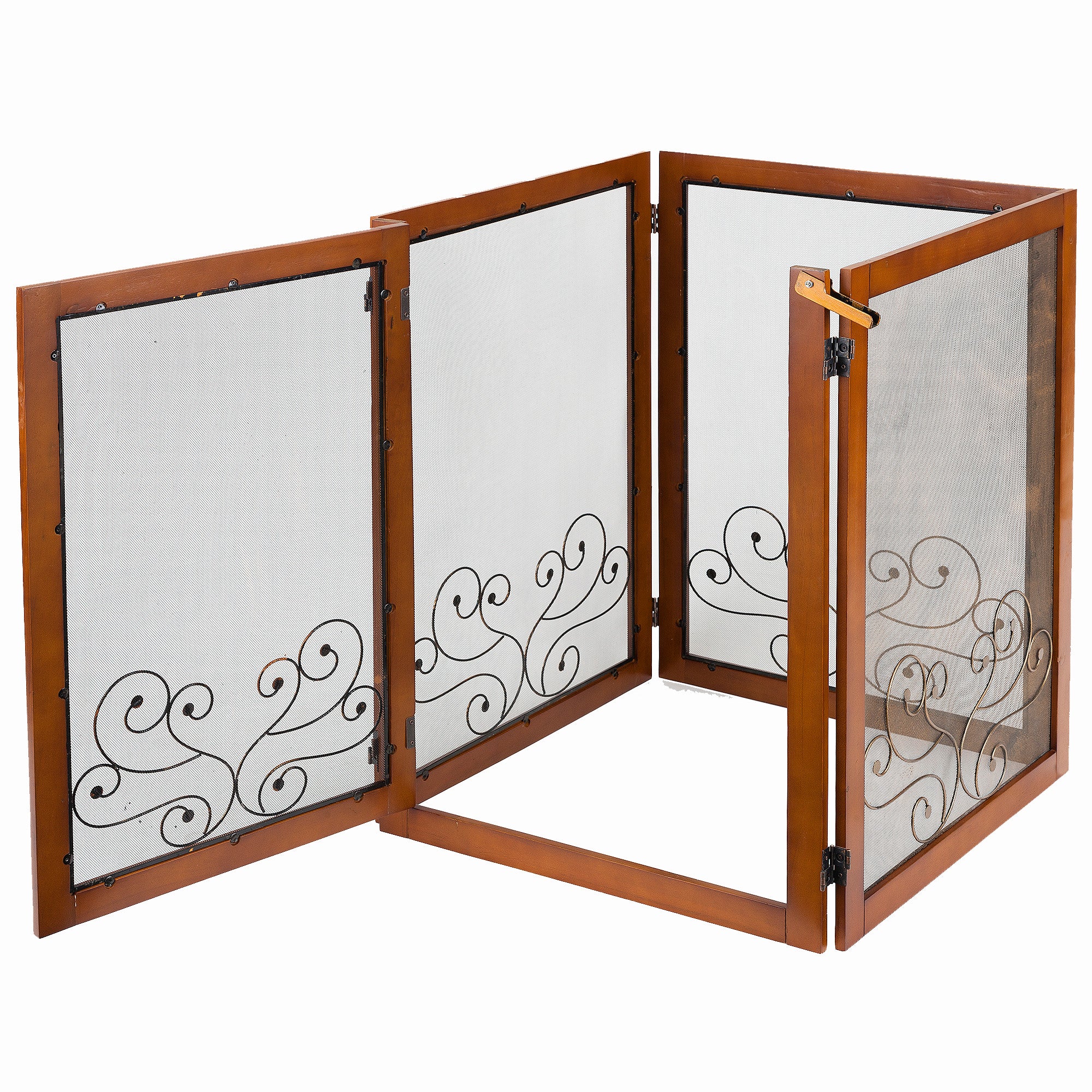 Teamson Pets 24" Decorative Dog Gate with 4 panels, Brown