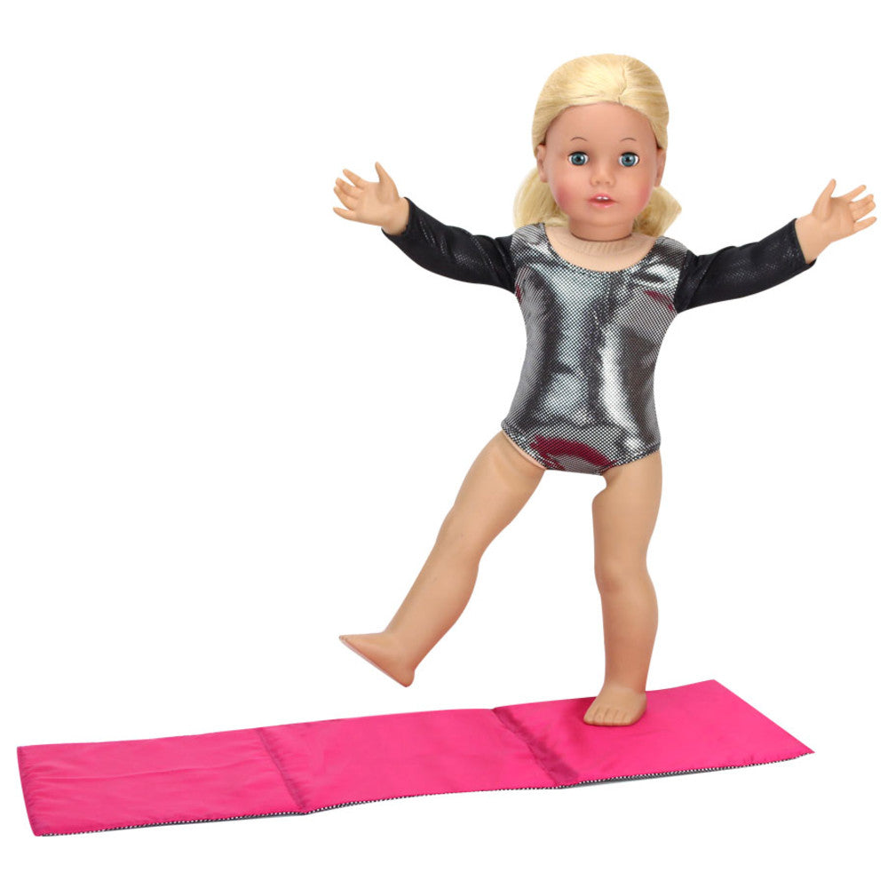 Sophia’s Sparkly Gymnastics Leotard & Tumbling Mat Yoga Floor Exercise Set for 18” Dolls, Black