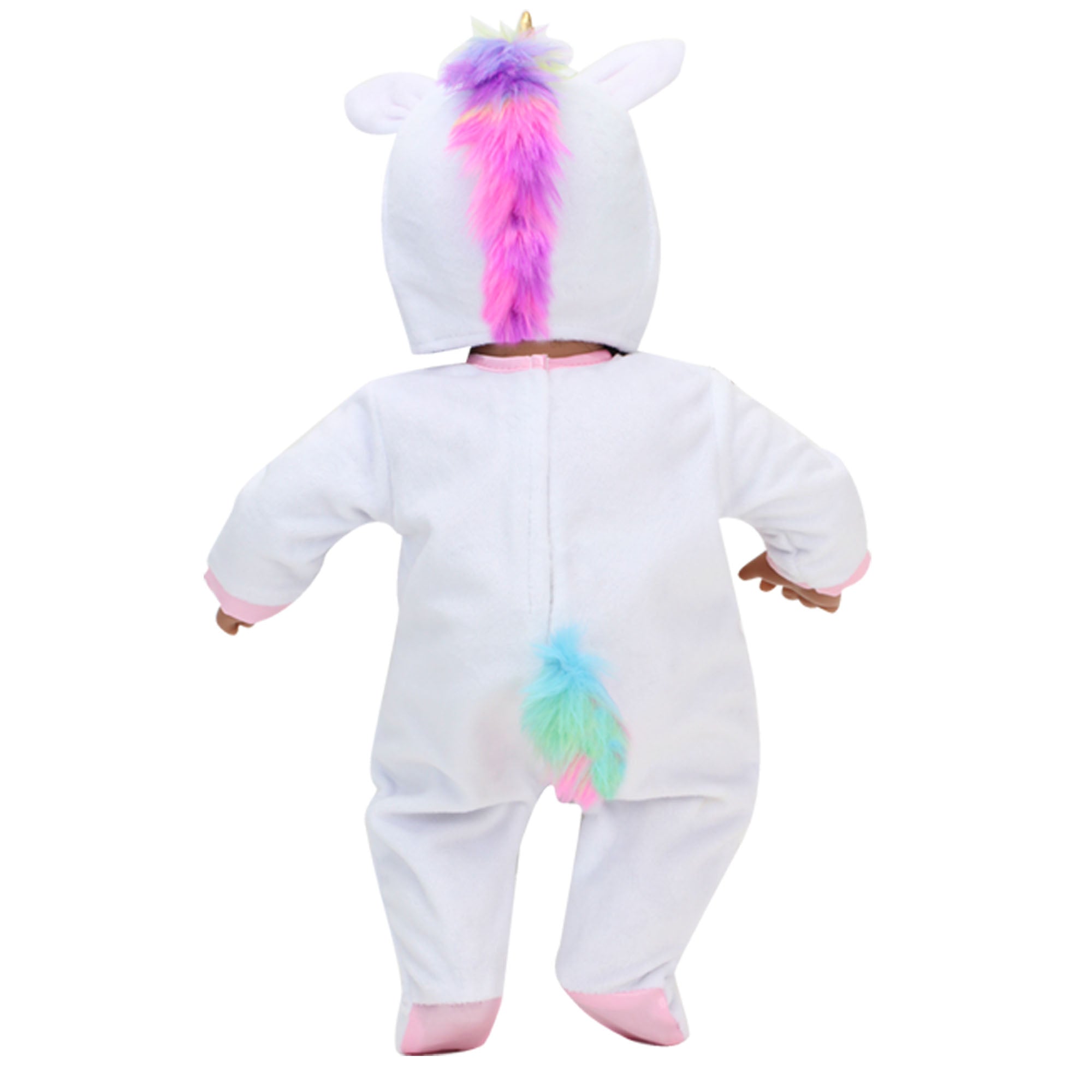 Sophia's 2 Piece Unicorn Costume with Rainbow Hair for 15" Dolls, White